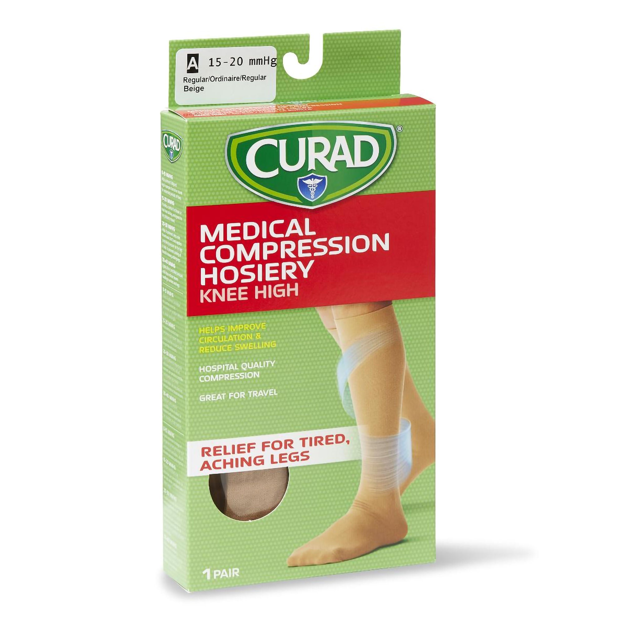 Medline - MDS1700ETH Compression Stocking Curad® Knee High Size E Tan Closed Toe