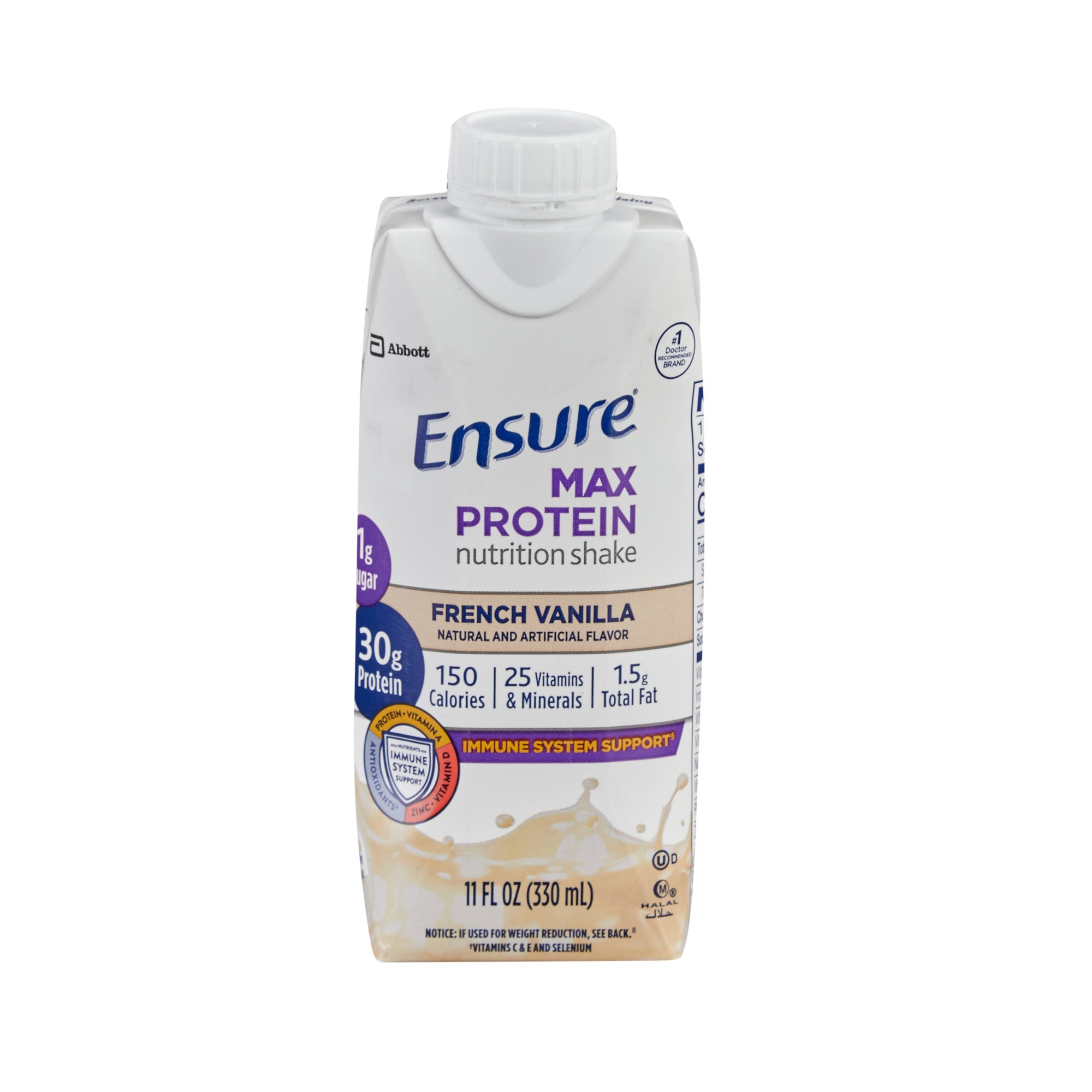 Abbott Nutrition 67165 - Ensure® Max Protein Nutrition Shake, Vanilla, 11-ounce carton - 1/Each, 4/Pack, 12/Case