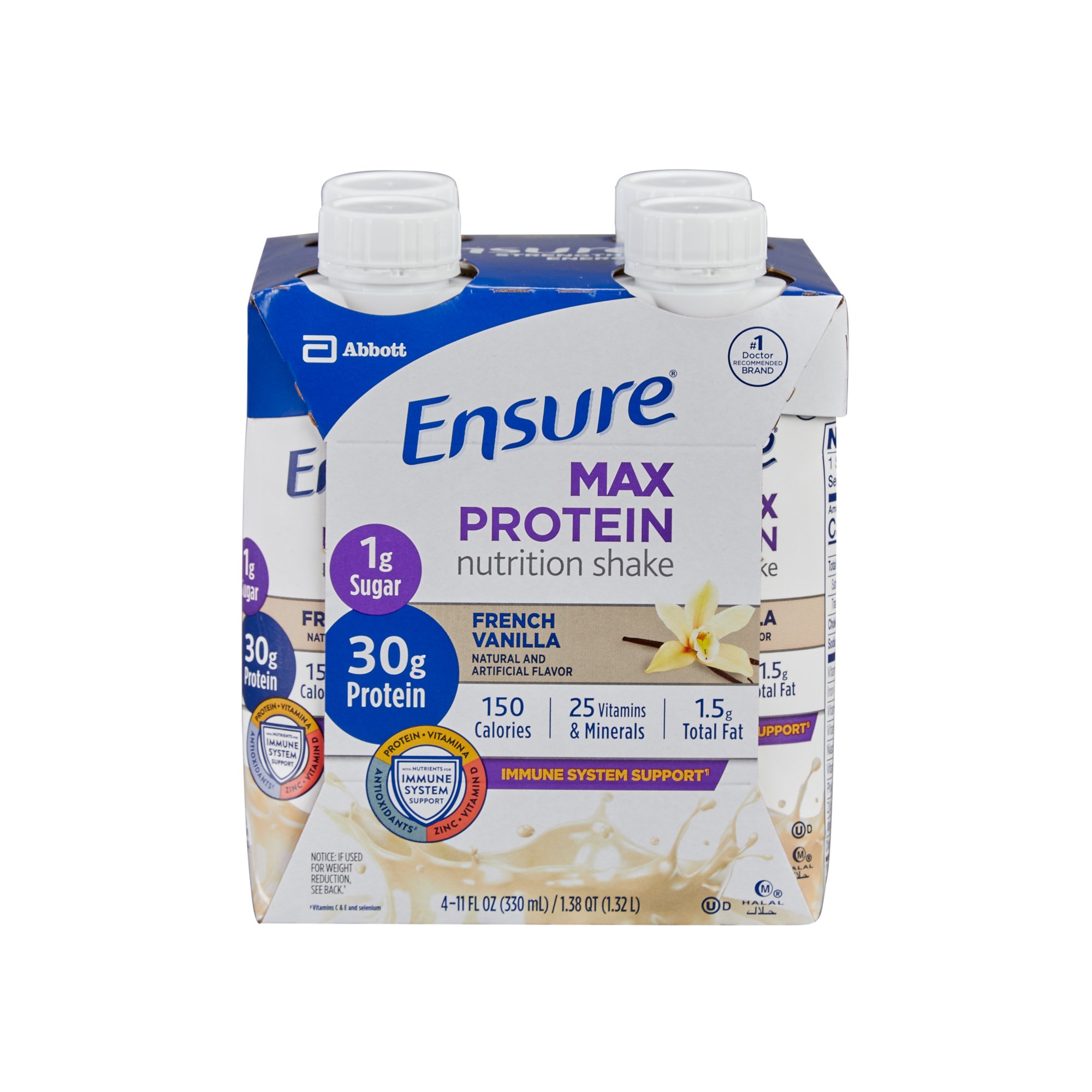 Abbott Nutrition 67165 - Ensure® Max Protein Nutrition Shake, Vanilla, 11-ounce carton - 1/Each, 4/Pack, 12/Case