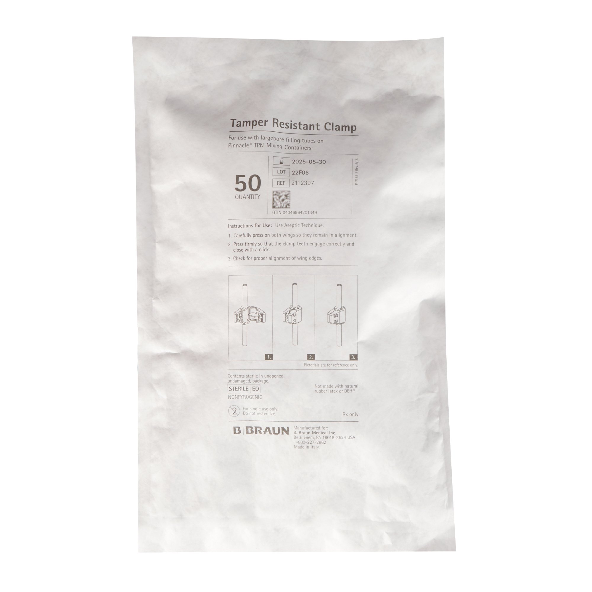 Pinnacle TPN Bag Tamper Resistant Clamp 2112397 by B. Braun