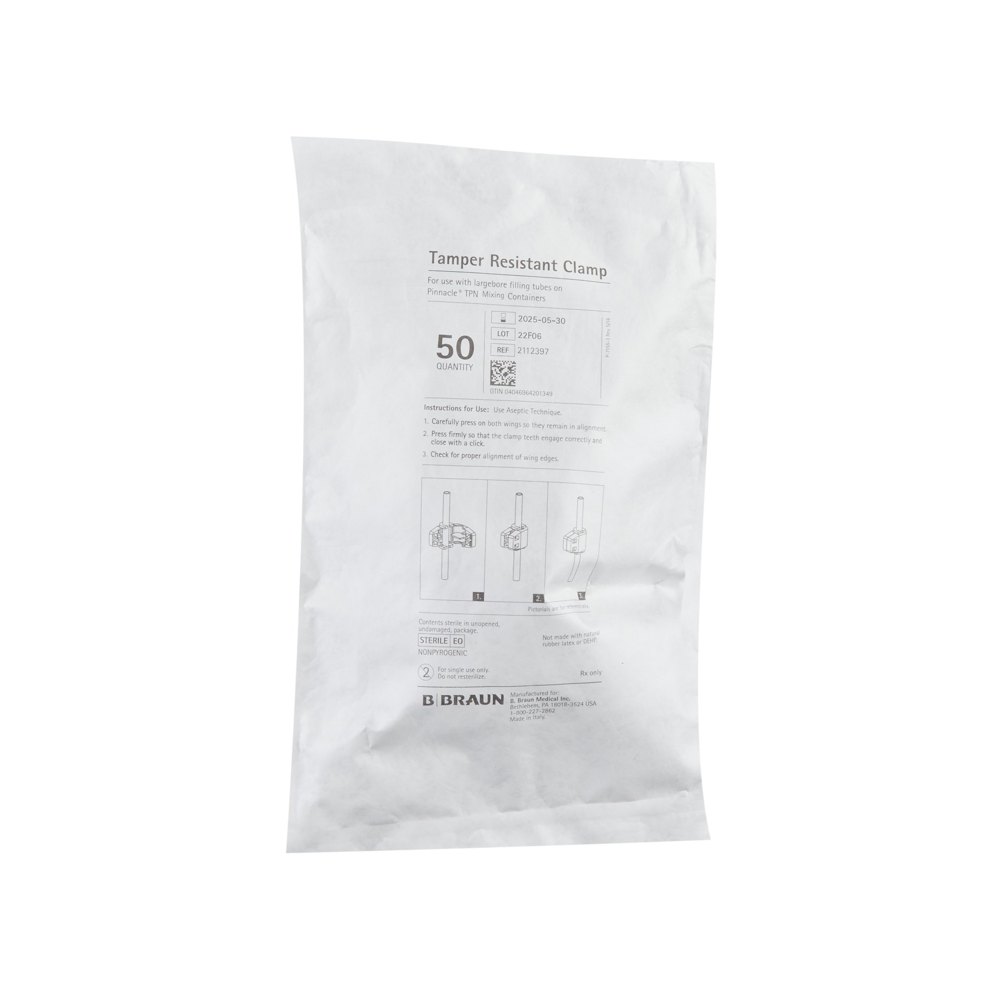 Pinnacle TPN Bag Tamper Resistant Clamp 2112397 by B. Braun