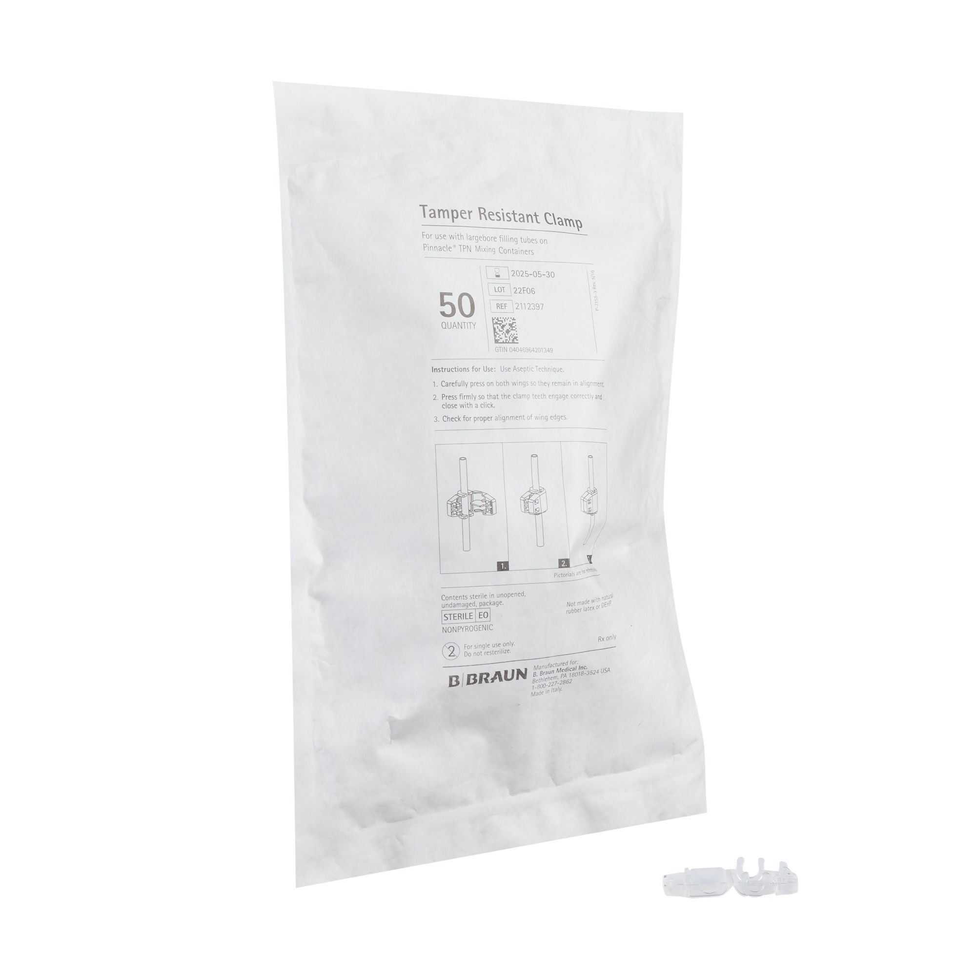 B. Braun - 2112397 TPN Bag Tamper Resistant Clamp Pinnacle® For Use with TPN Bags
