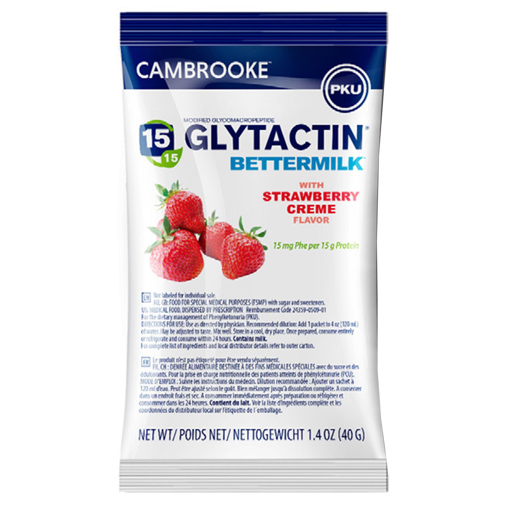 Cambrooke Therapeutics - 35009 Oral Supplement Glytactin® BetterMilk Strawberry Crème Flavor Powder 1.4 oz. Individual Packet