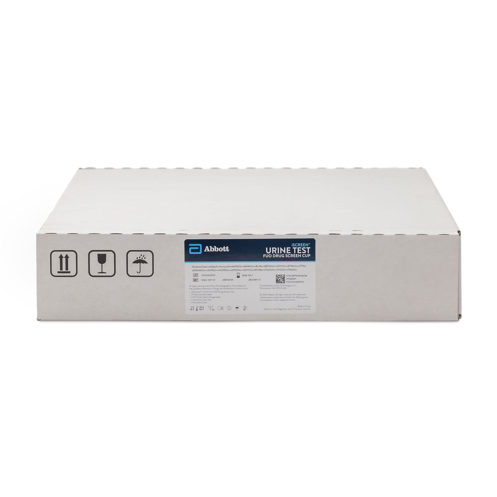 Abbott Rapid Dx North America LLC - I-DPG-1157-011 Drugs of Abuse Test Kit iCup® AMP1000, BUP10, BZO300, COC300, ETG500, FEN20, HRN (AM6), mAMP1000/MET1000, MDMA500, MTD300, OPI300, OXY100, THC50, TRA200 25 Tests For Forensic Use Only