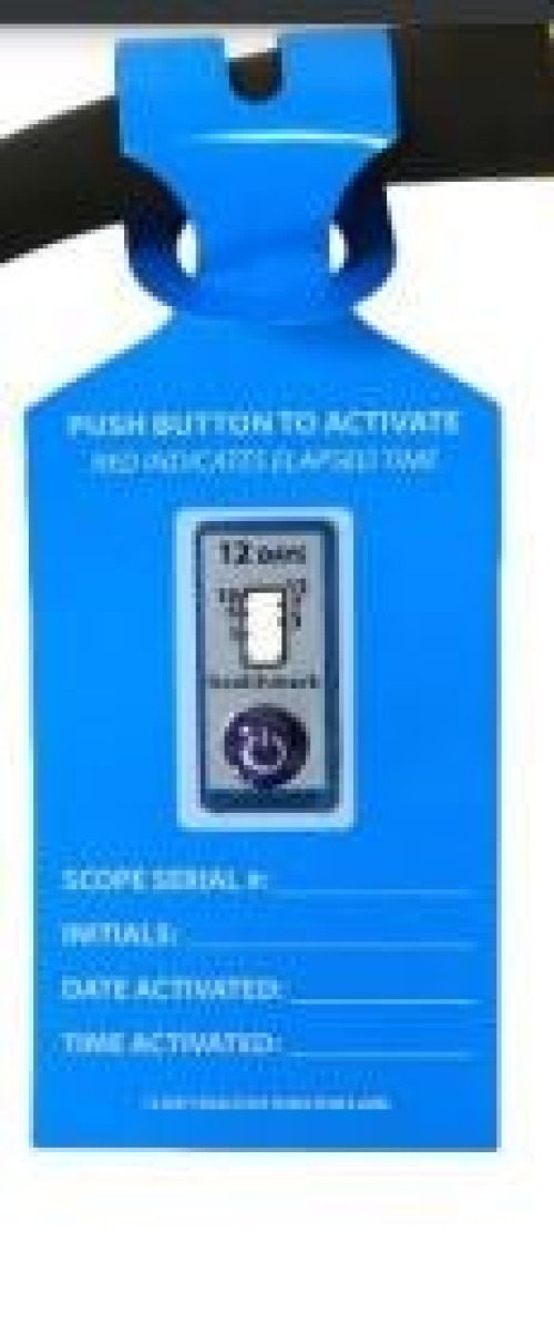 Healthmark Industries - HTK-7D2 Pre-Printed Label Laboratory Use Blue Push Button to Activate Red Indicates Elasped Time Scope_Serial no_Date Activated_Time Activated_ White Biomedical Engineering Equipment Labels 2-1/2 X 8-1/2 Inch