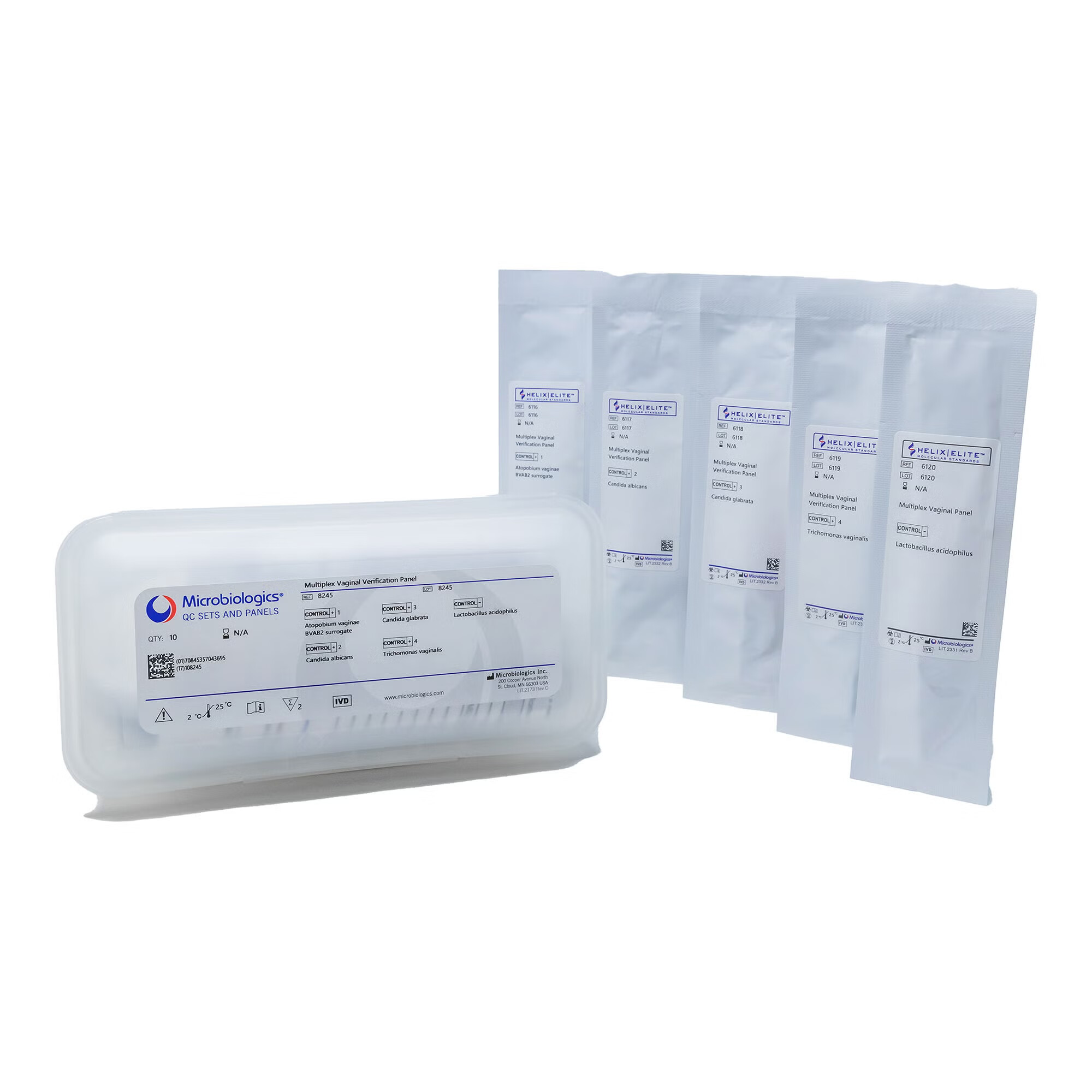 Microbiologics Inc - 8245 Molecular Diagnostic Control Panel Helix Elite™ Multiplex Vaginal Control Panel Level 1, 2, 3, 4 10 Swabs