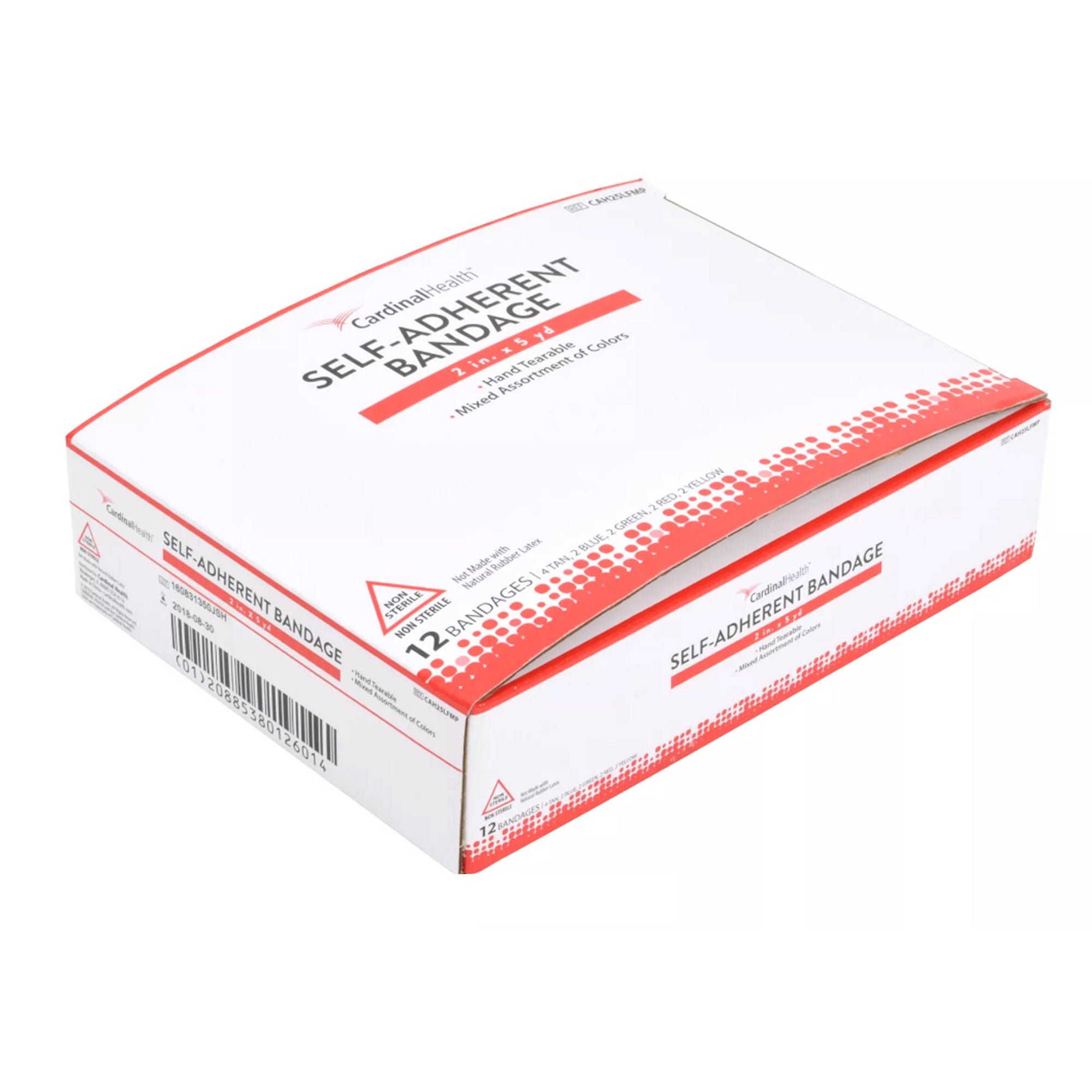 Cardinal - CAH25LFMP Cohesive Bandage Cardinal Health™ 2 Inch X 5 Yard Self-adherent Closure Assorted Colors NonSterile Standard Compression