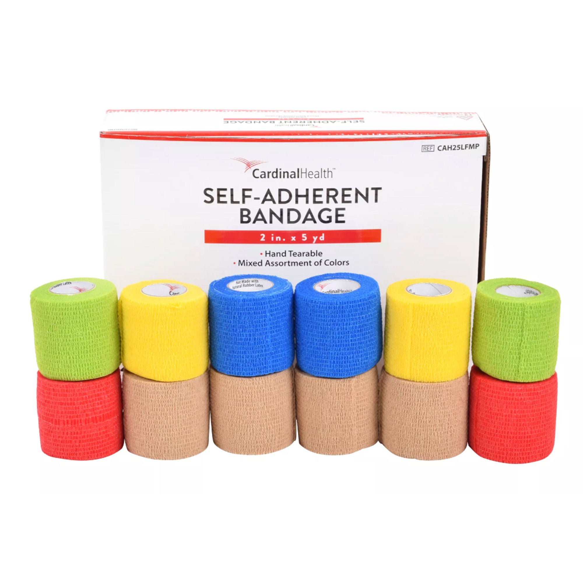 Cardinal - CAH25LFMP Cohesive Bandage Cardinal Health™ 2 Inch X 5 Yard Self-adherent Closure Assorted Colors NonSterile Standard Compression