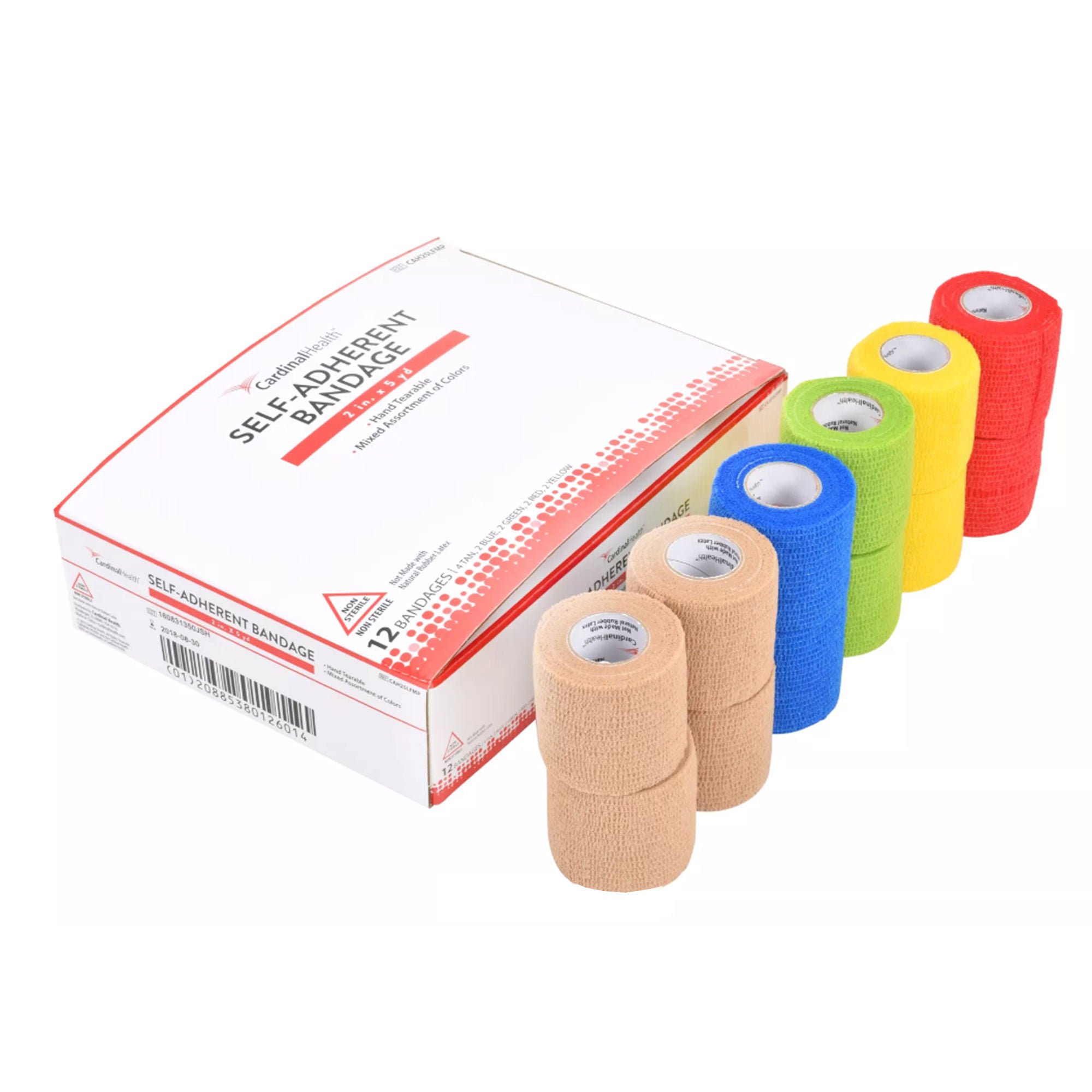 Cardinal - CAH25LFMP Cohesive Bandage Cardinal Health™ 2 Inch X 5 Yard Self-adherent Closure Assorted Colors NonSterile Standard Compression