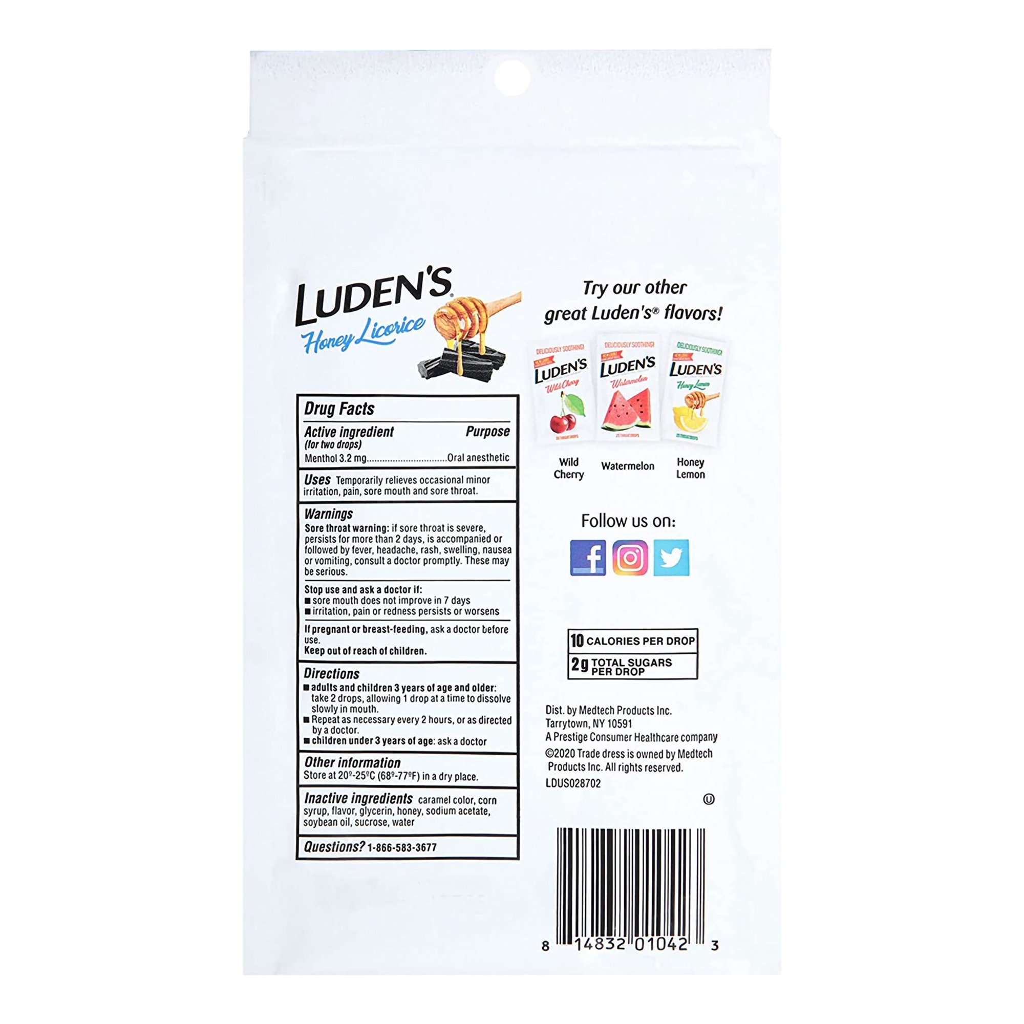 Prestige Medical 81483201042 - Luden's® Throat Drops Honey Licorice - 30/Bag