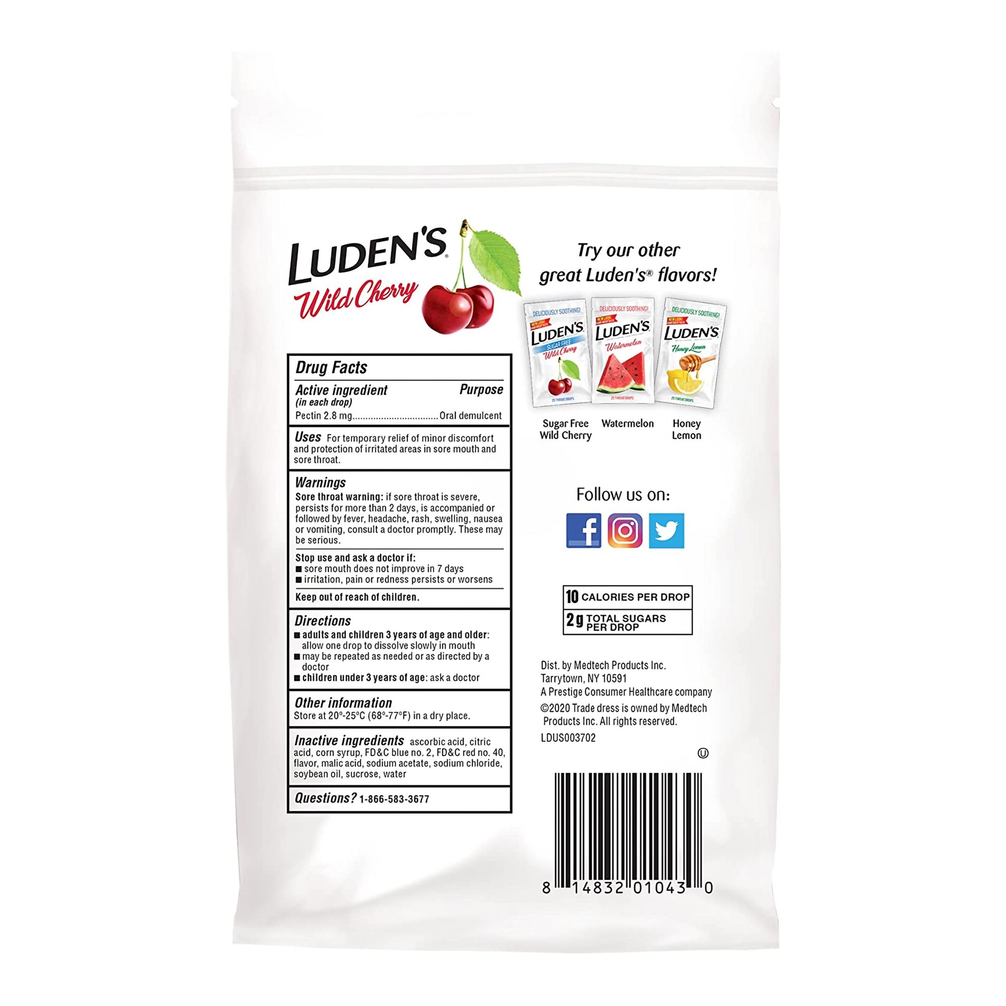 Prestige Medical 81483201043 - Luden's® Cherry Flavor Sore Throat Relief - 30/Bag