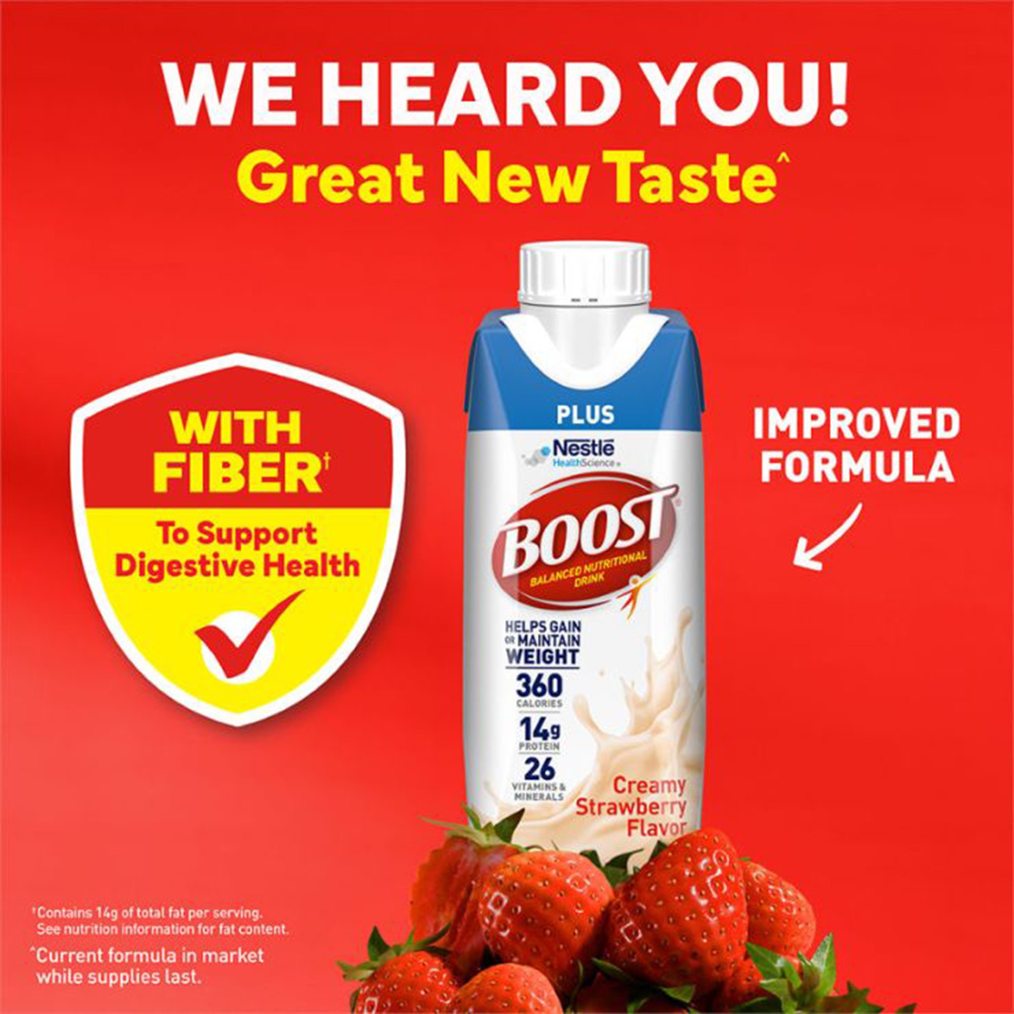 Nestle Healthcare Nutrition 00041679933367 - Boost® Plus Strawberry Balanced Nutritional Drink, 8-ounce bottle - 1/Each, 6/Pack, 24/Case