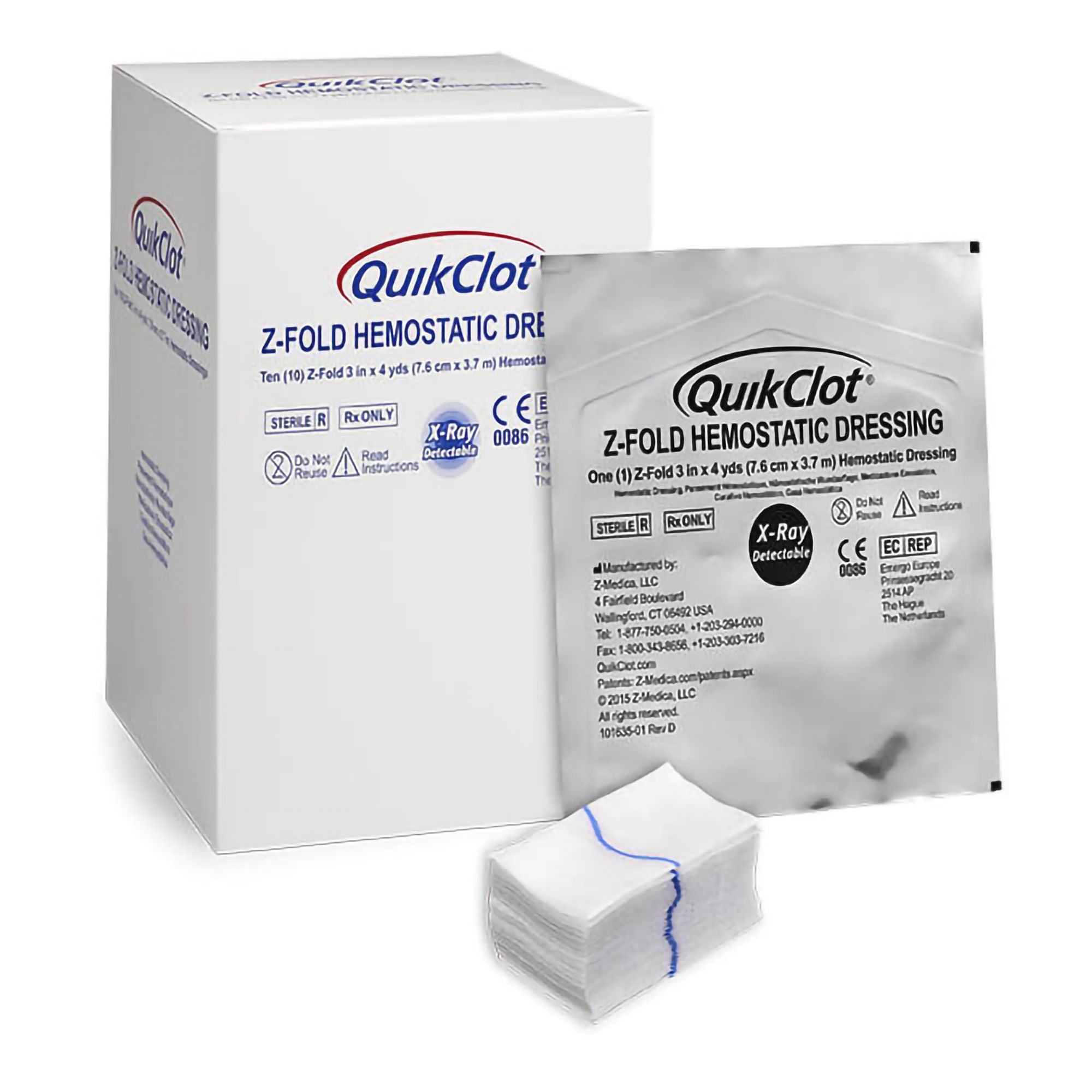 Teleflex Medical - 487 Hemostatic Dressing QuikClot® Z-Fold 3 Inch X 4 Yard 1 per Pack Sterile