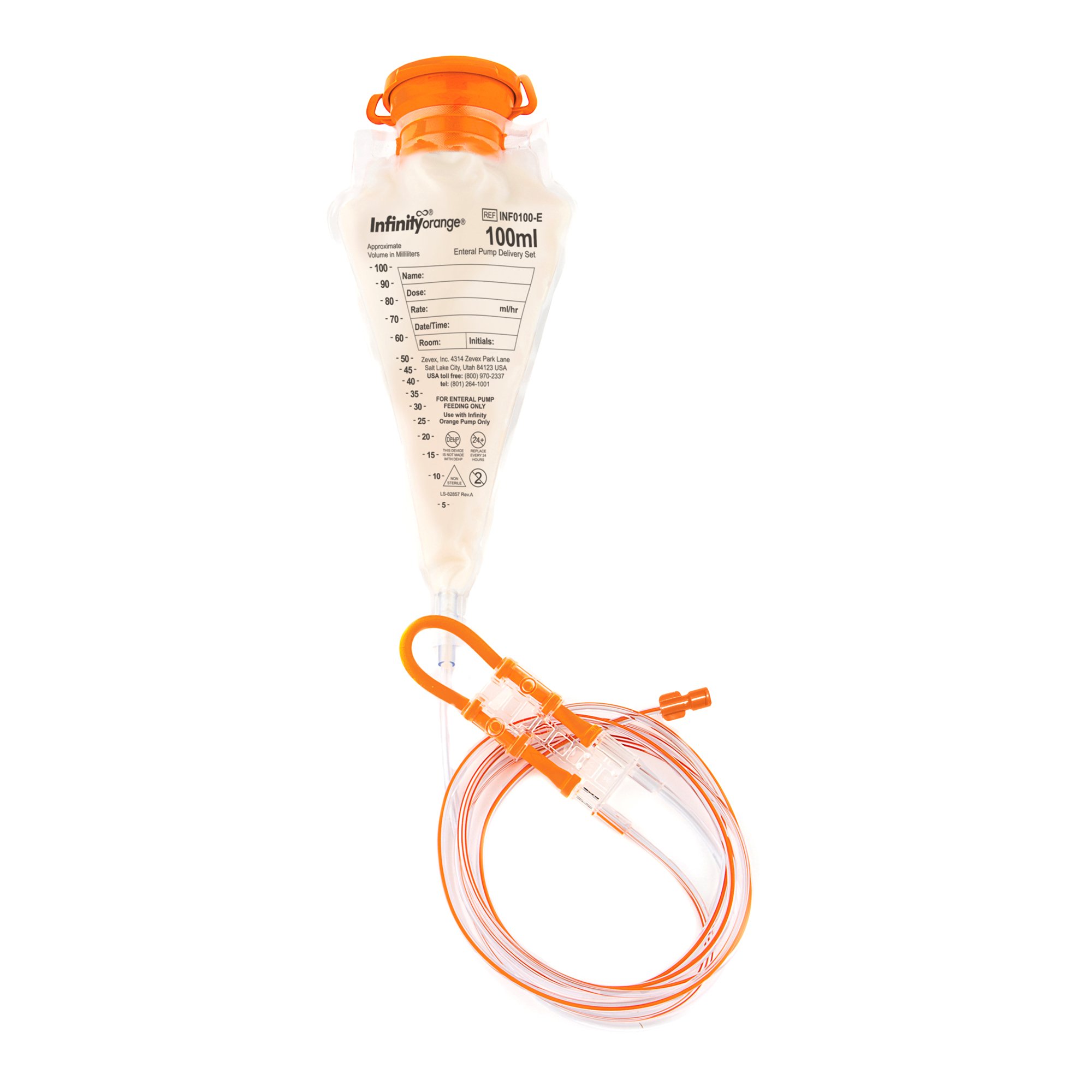 Infinity Orange Enteral Feeding Pump Bag Set with ENFit Connector INF0100-E by Zevex
