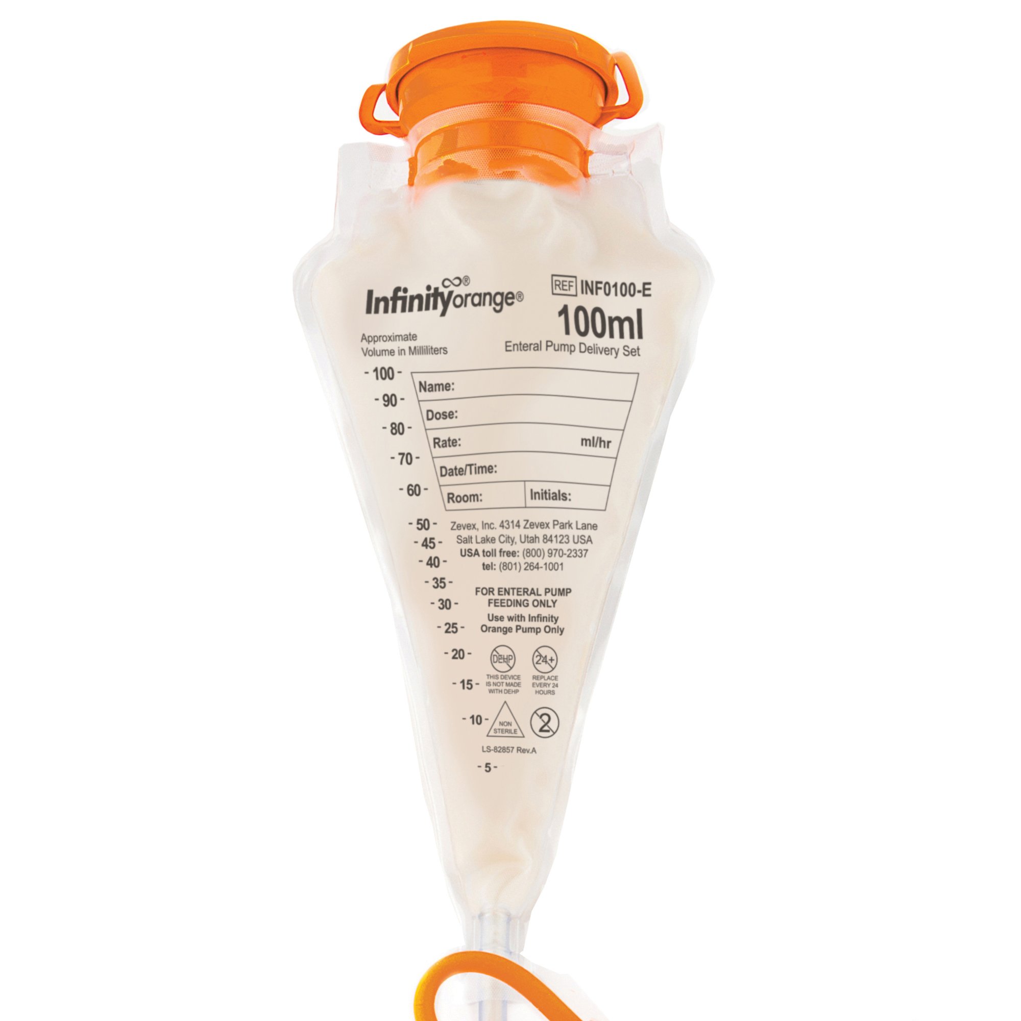 Infinity Orange Enteral Feeding Pump Bag Set with ENFit Connector INF0100-E by Zevex