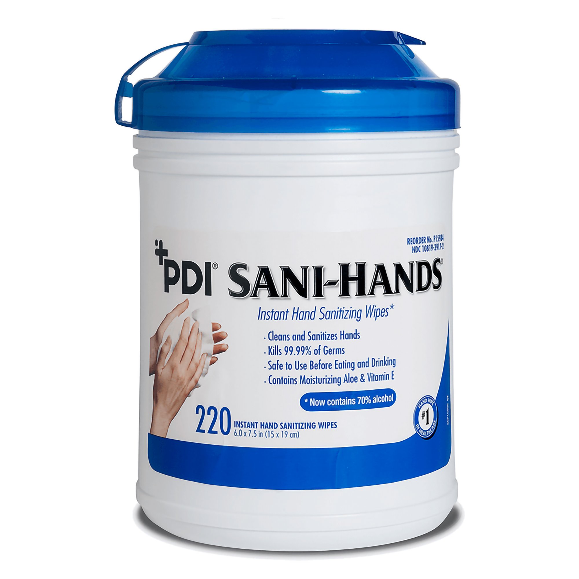 Professional Disposables P15984 - Sani-Hands Hand Sanitizing Wipes, Ethyl Alcohol, Canister - 6/Case