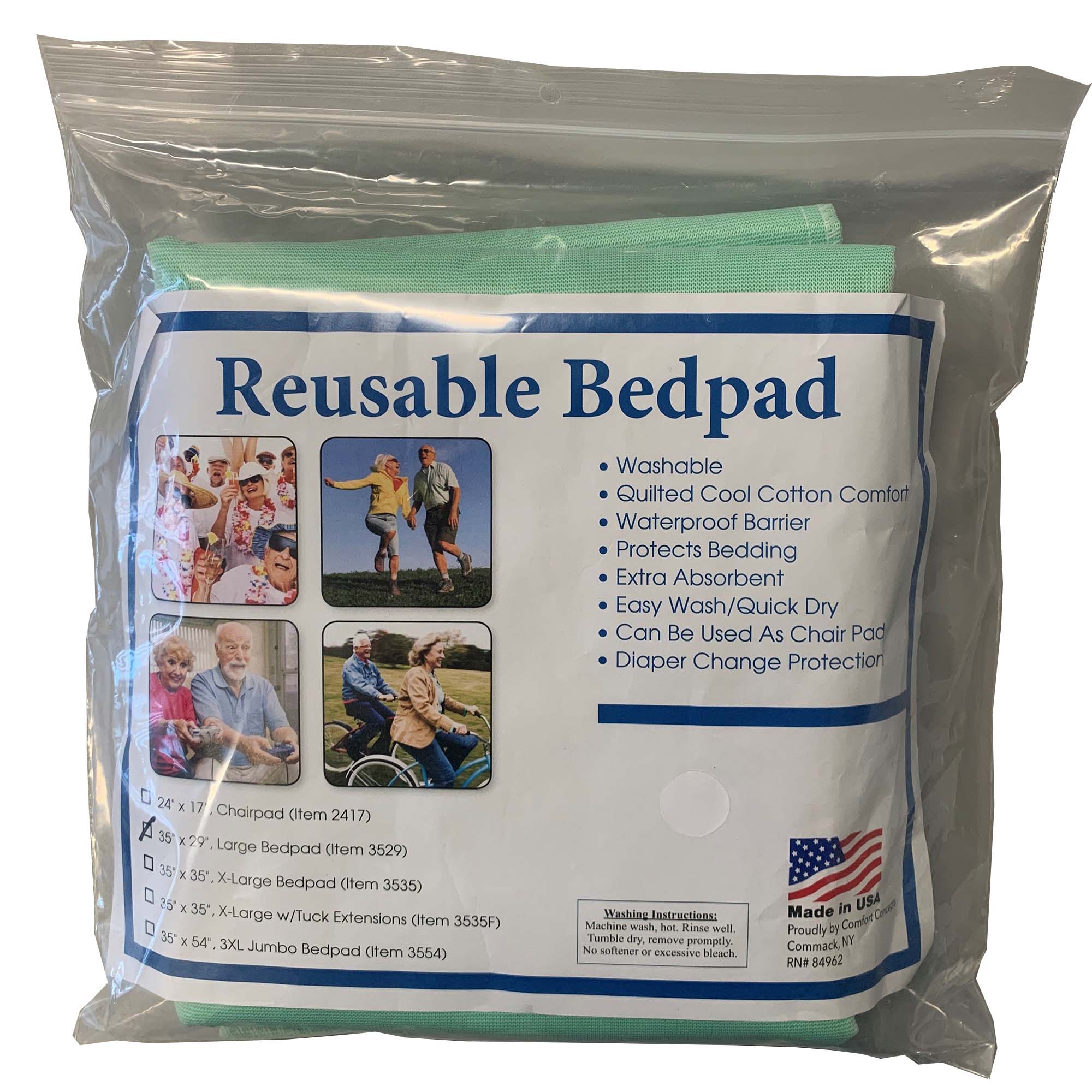 Comfort Concepts - W548GP-MK Reusable Underpad 35 X 54 Inch Polyester / Rayon Heavy Absorbency