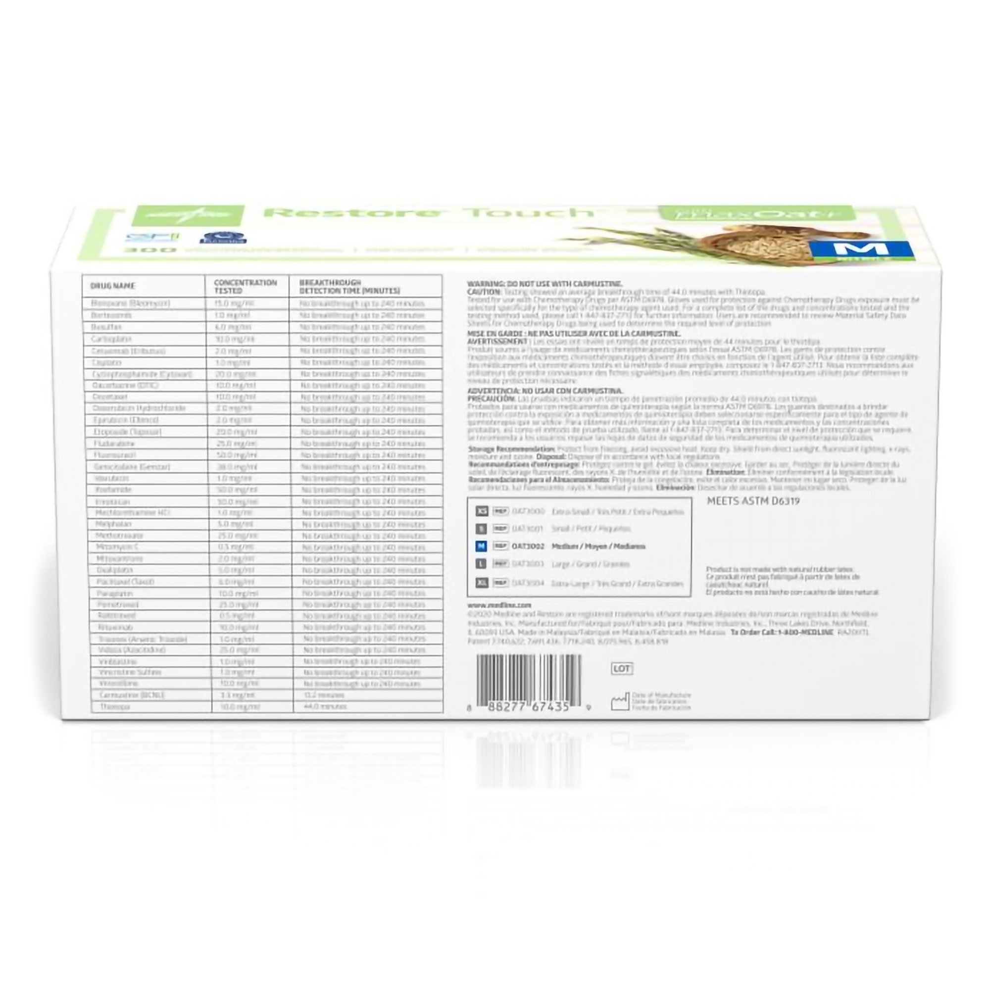 Medline OAT3002 - Restore® Touch Nitrile Exam Glove, Green, Medium - 300/Box, 3000/Case