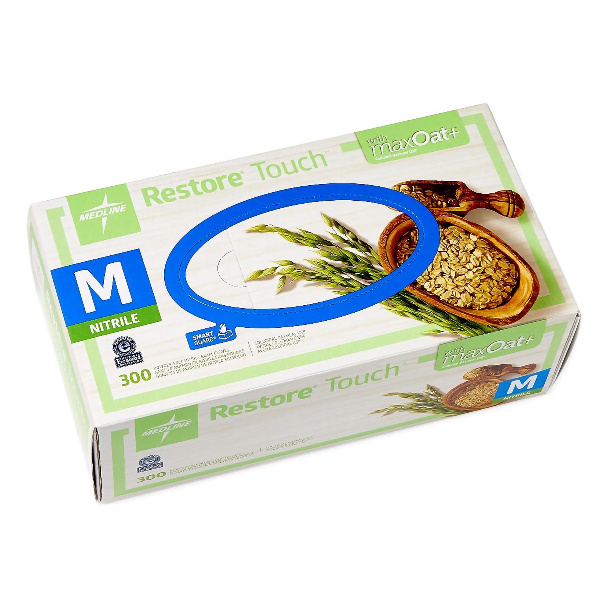 Medline OAT3002 - Restore® Touch Nitrile Exam Glove, Green, Medium - 300/Box, 3000/Case