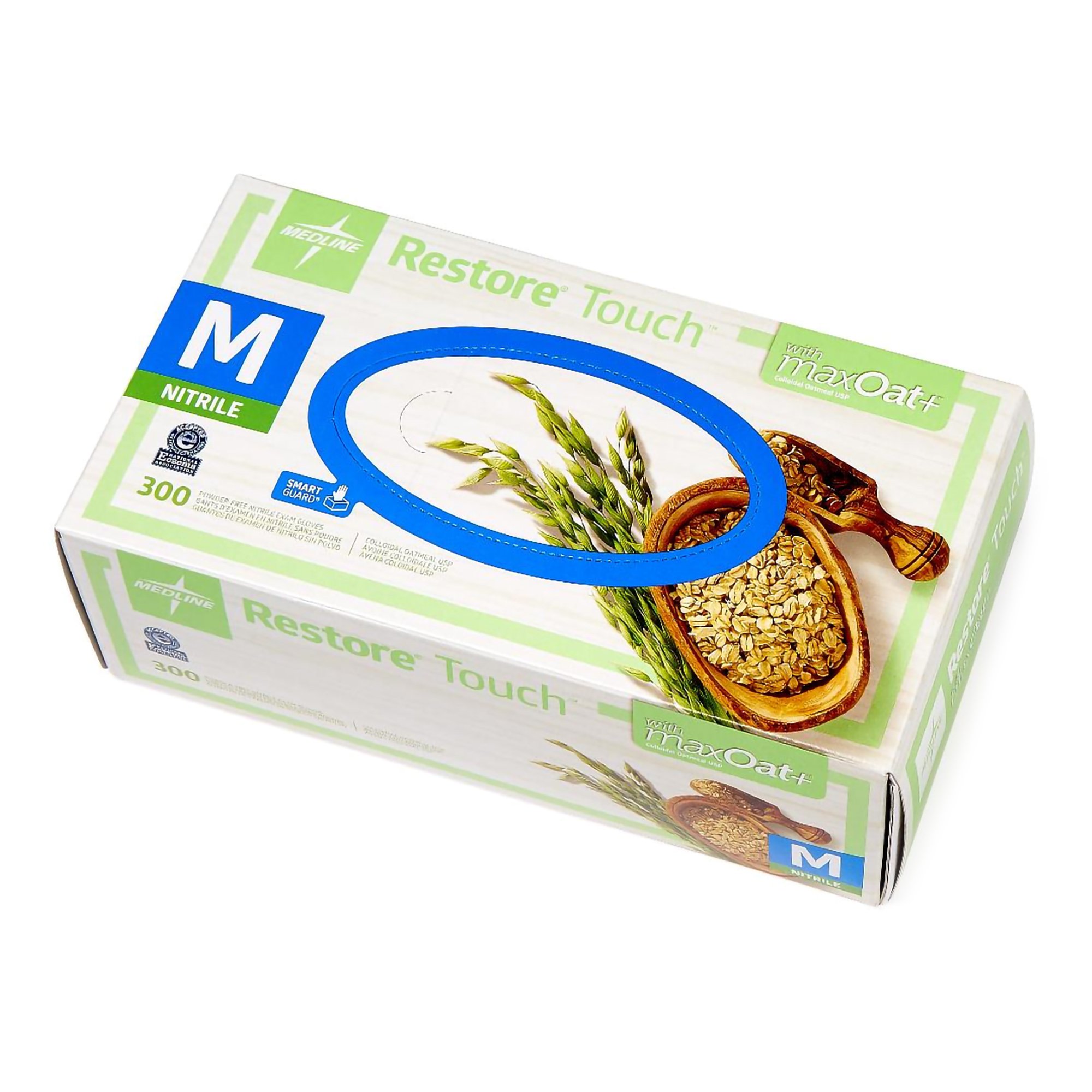 Medline OAT3002 - Restore® Touch Nitrile Exam Glove, Green, Medium - 300/Box, 3000/Case