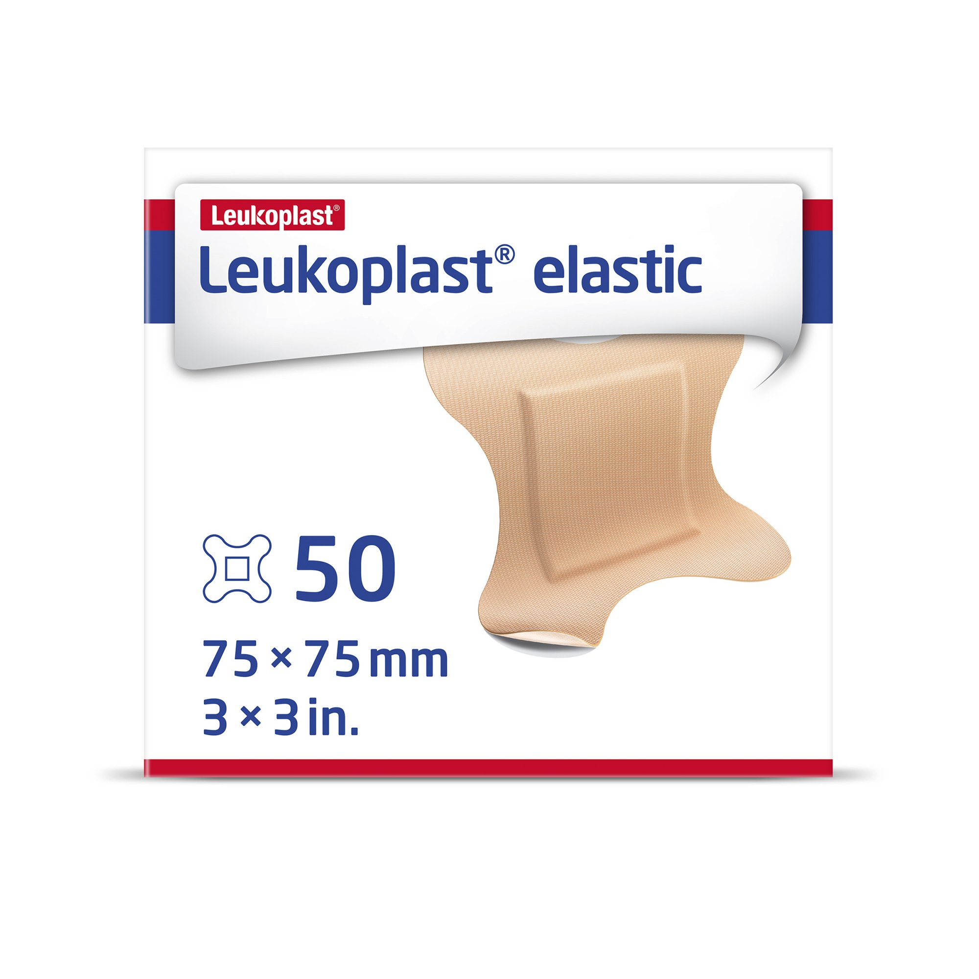 BSN Medical 7645611 - Leukoplast® Elastic Adhesive Strip, 3 x 3 Inch Four-Wing - 50/Box, 600/Case