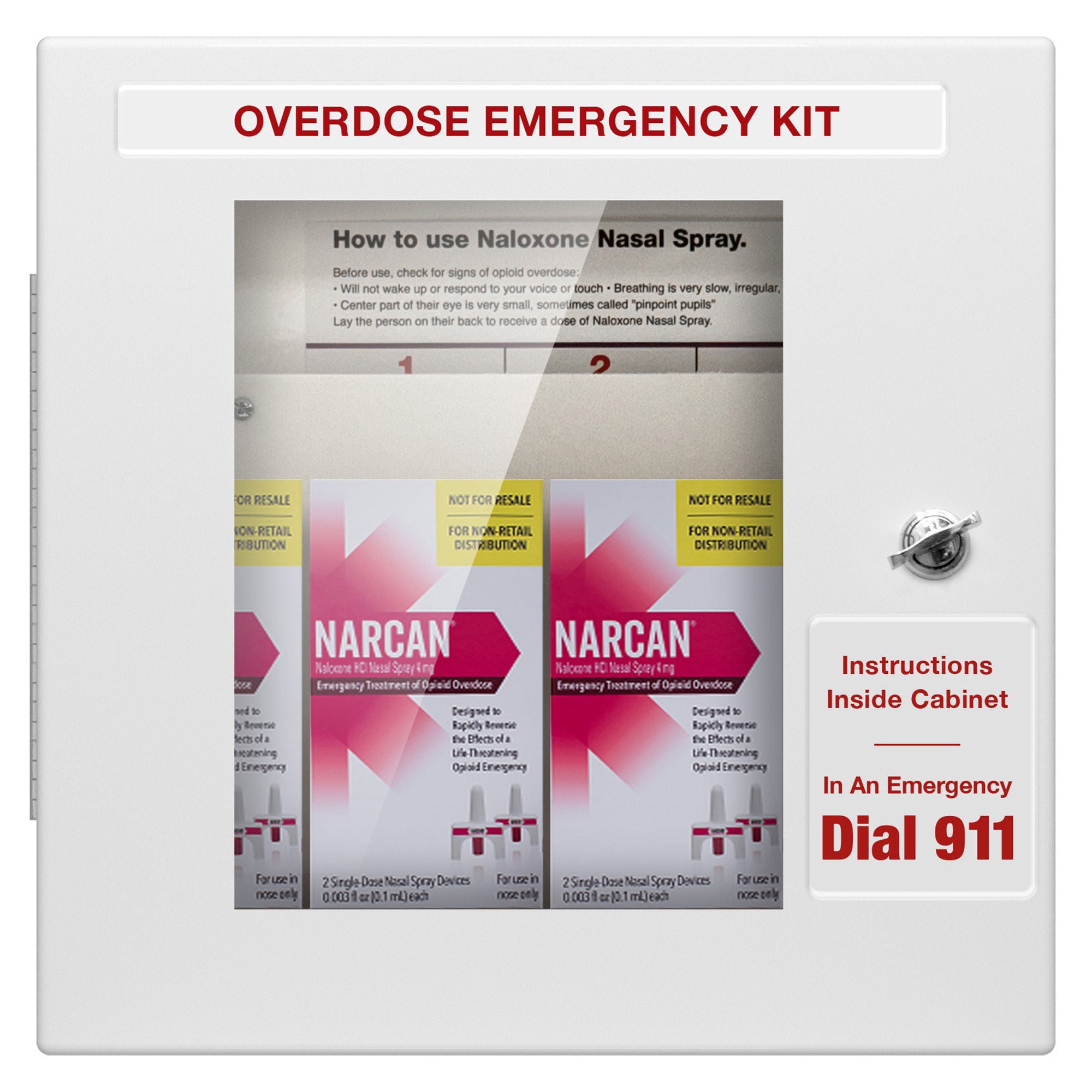 Illinois Supply Company - EN9526 Naloxone Cabinet Wall Mount Powder Coated Steel Without Drawers Without Shelves Without Lock