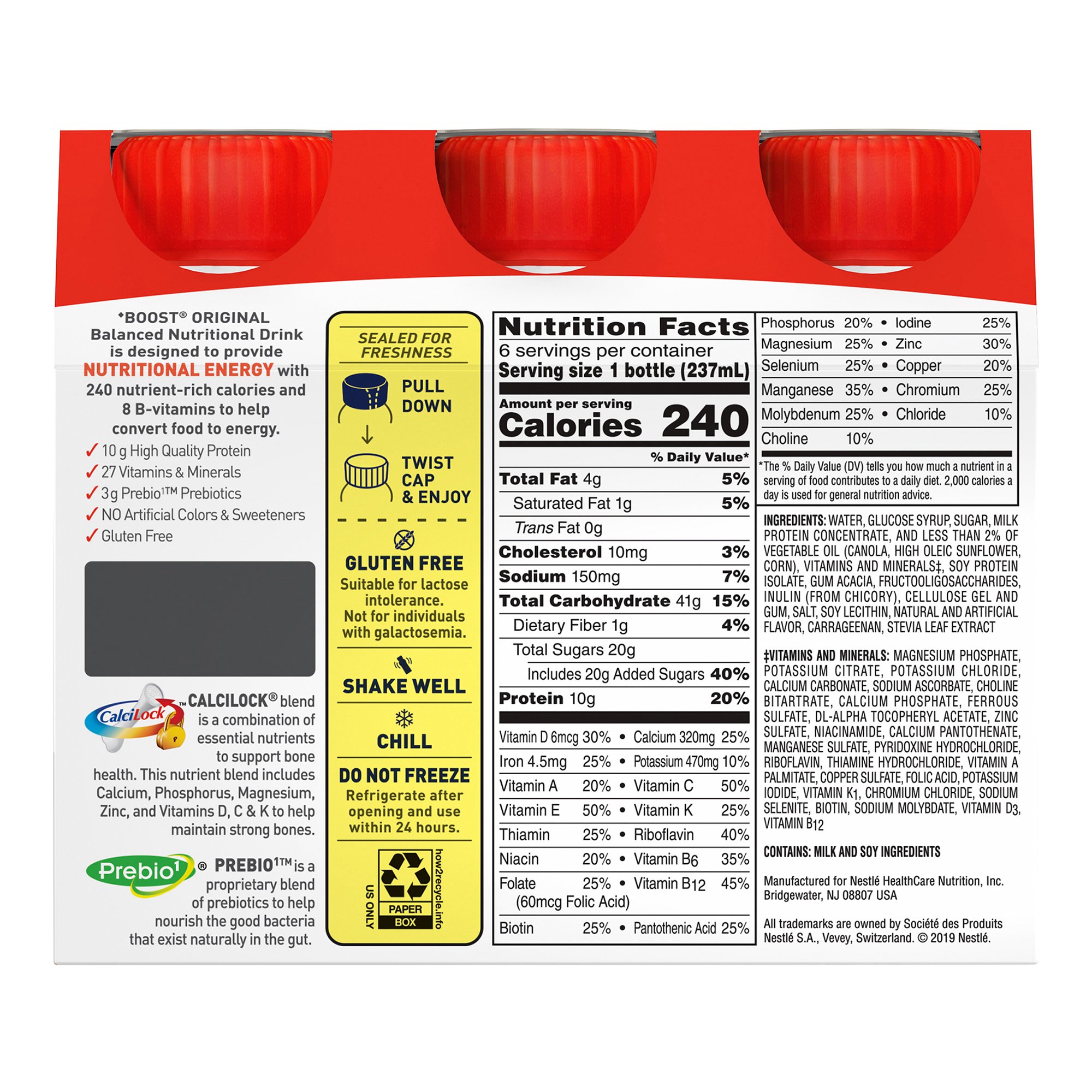 Nestle Clinical Nutritional 00041679676363 - Boost® Original Strawberry Balanced Nutritional Drink, 8-ounce bottle - 6/Pack, 24/Case