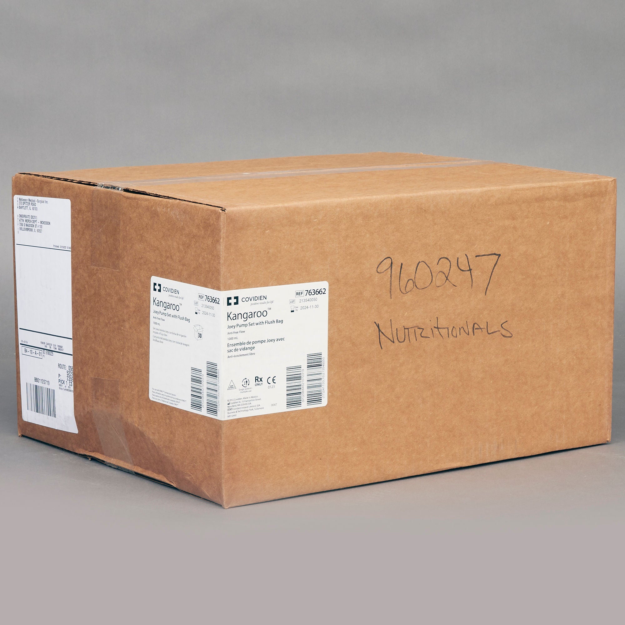 Cardinal - 763662 Enteral Feeding Pump Flush Bag Set without ENFit® Transitional Adapter Kangaroo™ Joey 1000 mL PVC NonSterile