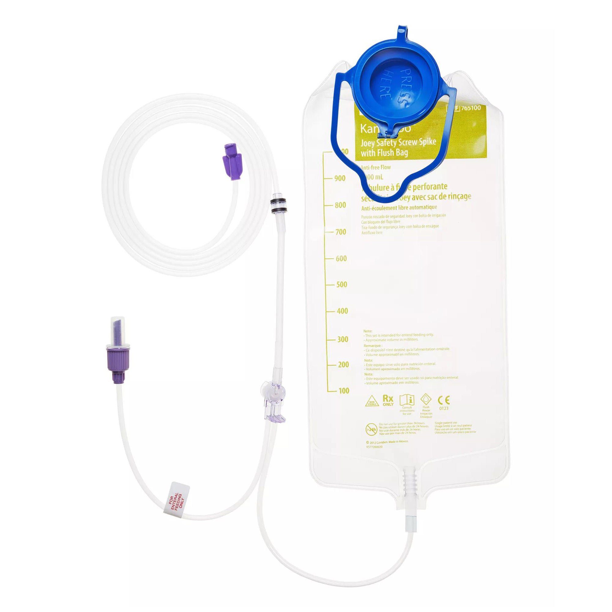 Cardinal - 765100 Enteral Feeding Pump Spike Bag Set without ENFit® Transitional Adapter Kangaroo™ Joey 1000 mL PVC NonSterile