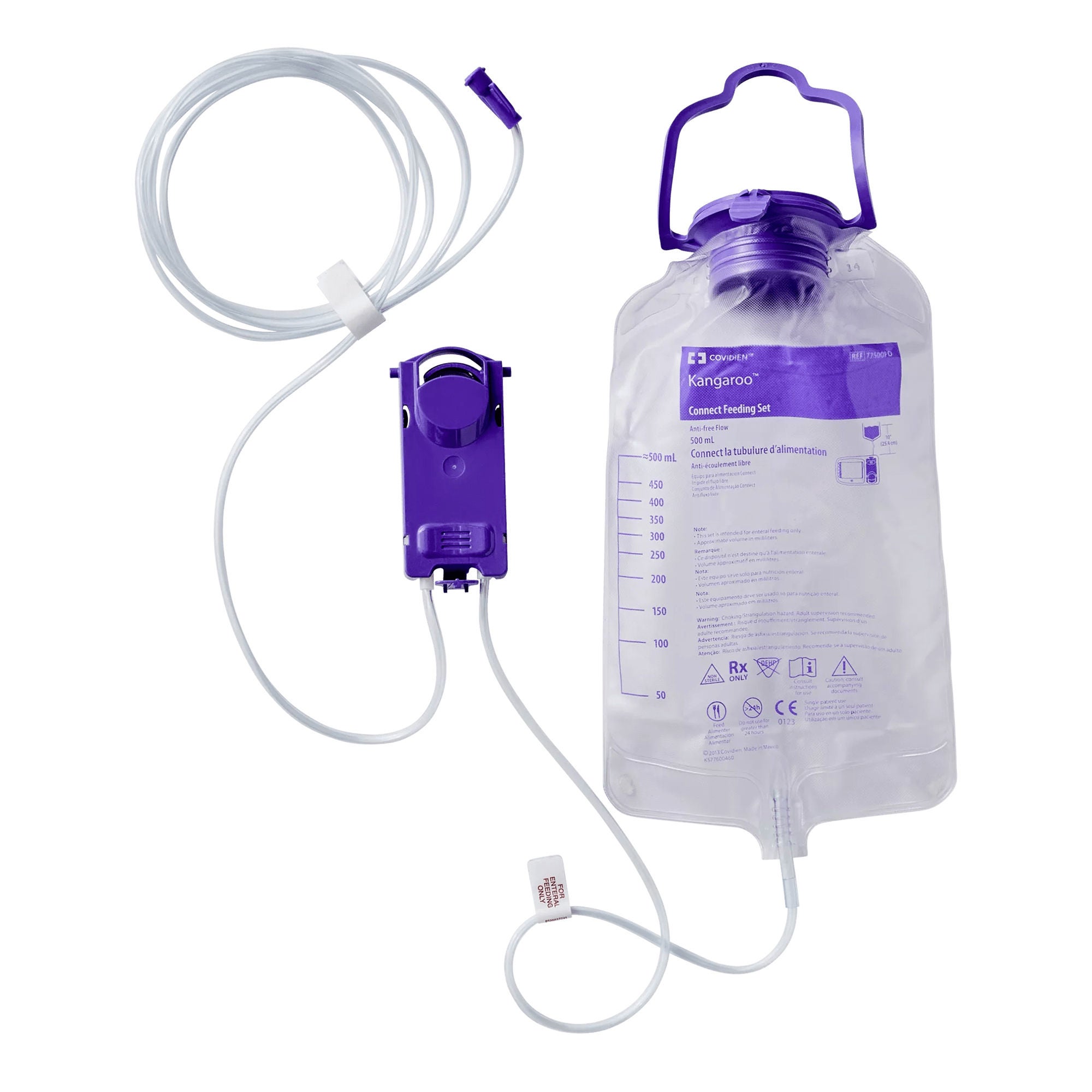 Cardinal - 77000FD Enteral Feeding Pump Safety Screw Spike Set with ENFit™ Adapter Kangaroo™ Connect ENPlus PVC NonSterile