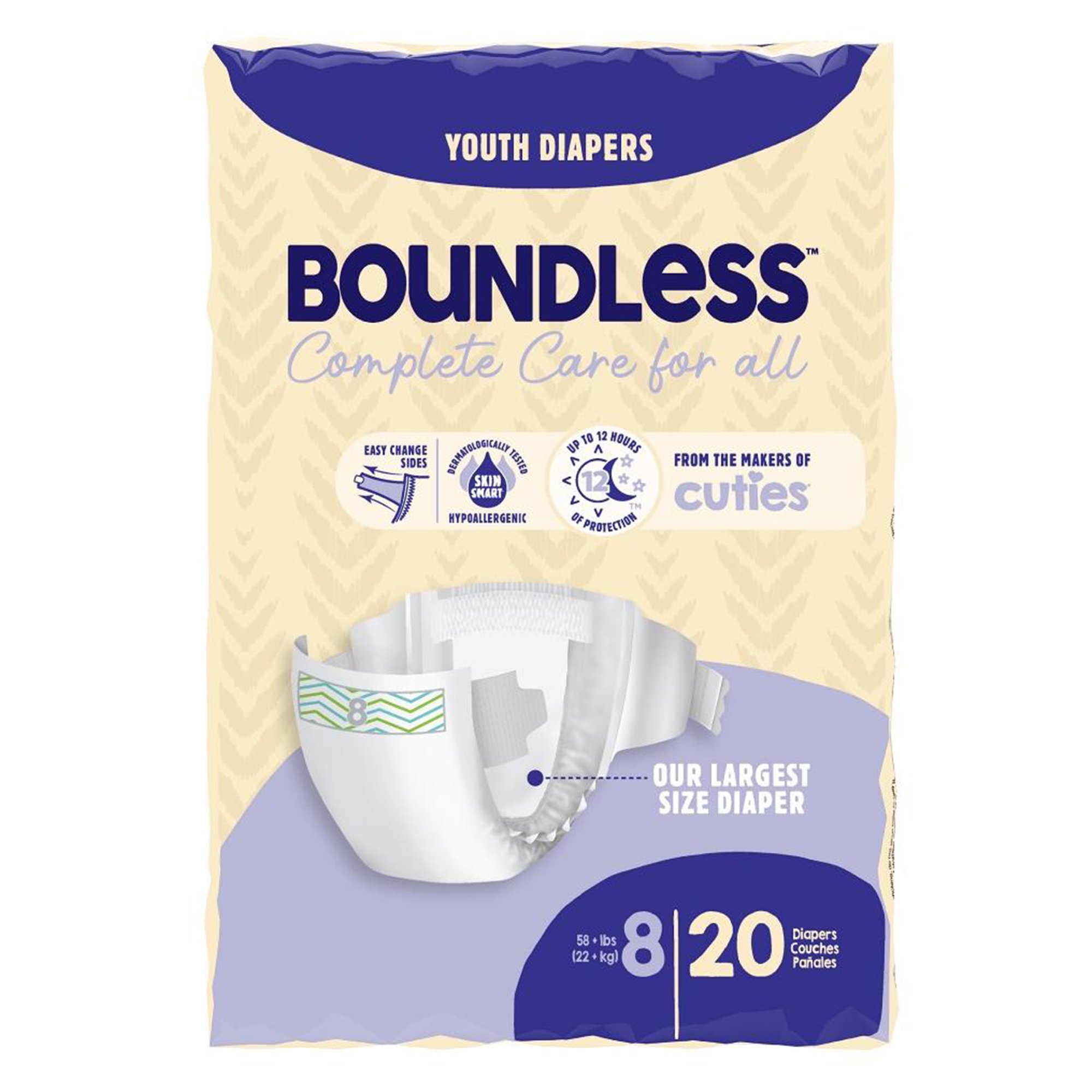 First Quality Products LLC CR8001 - Boundless Youth Diapers, Size 8 - 20/Bag, 80/Case
