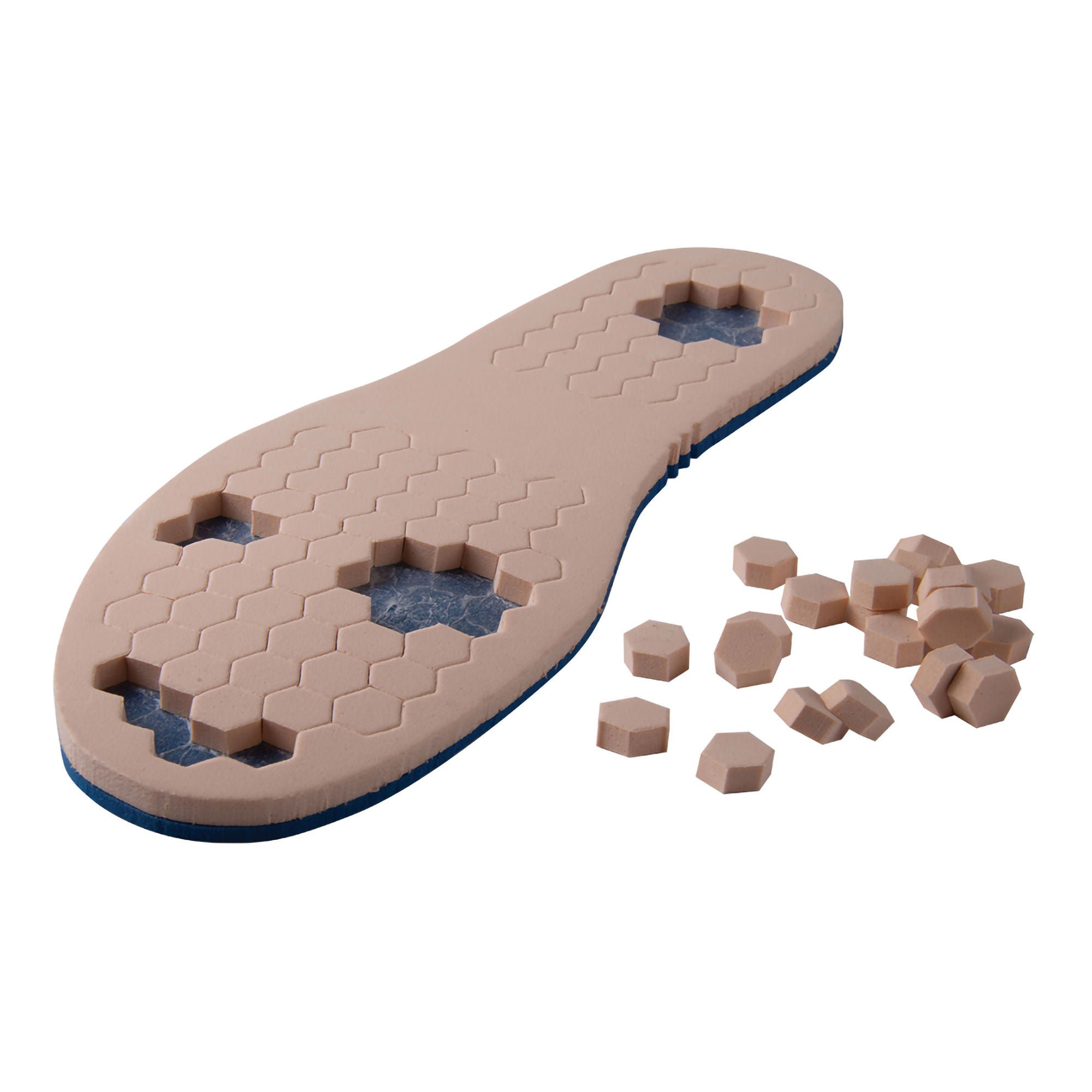 Pedifix - 2404-LR Offloading Insole PediFix® PressureOFF® High Protection System 9 Wide Removable Peg Polyurethane Foam Women 11 to 12.5 / Men 10 to 11.5 Blue / Tan