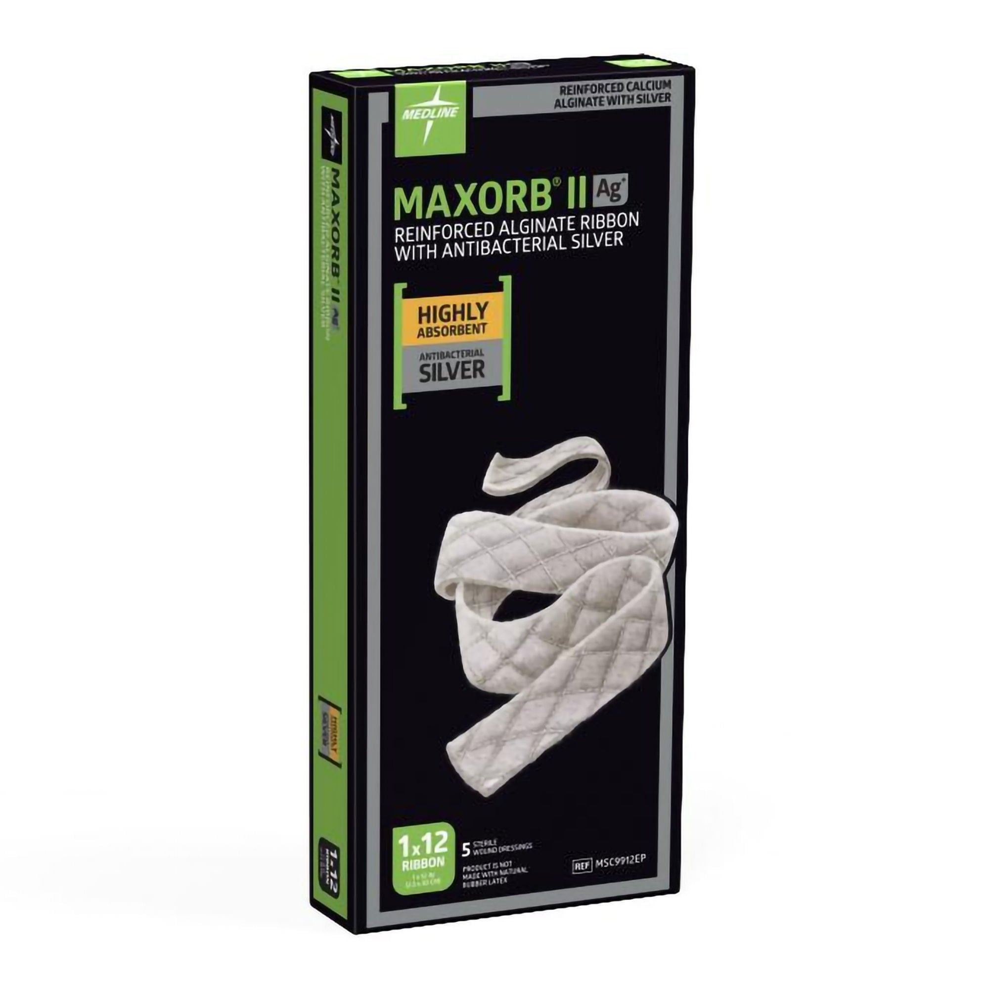 Medline - MSC9912EP Silver Alginate Dressing Maxorb® II Ribbon Sterile