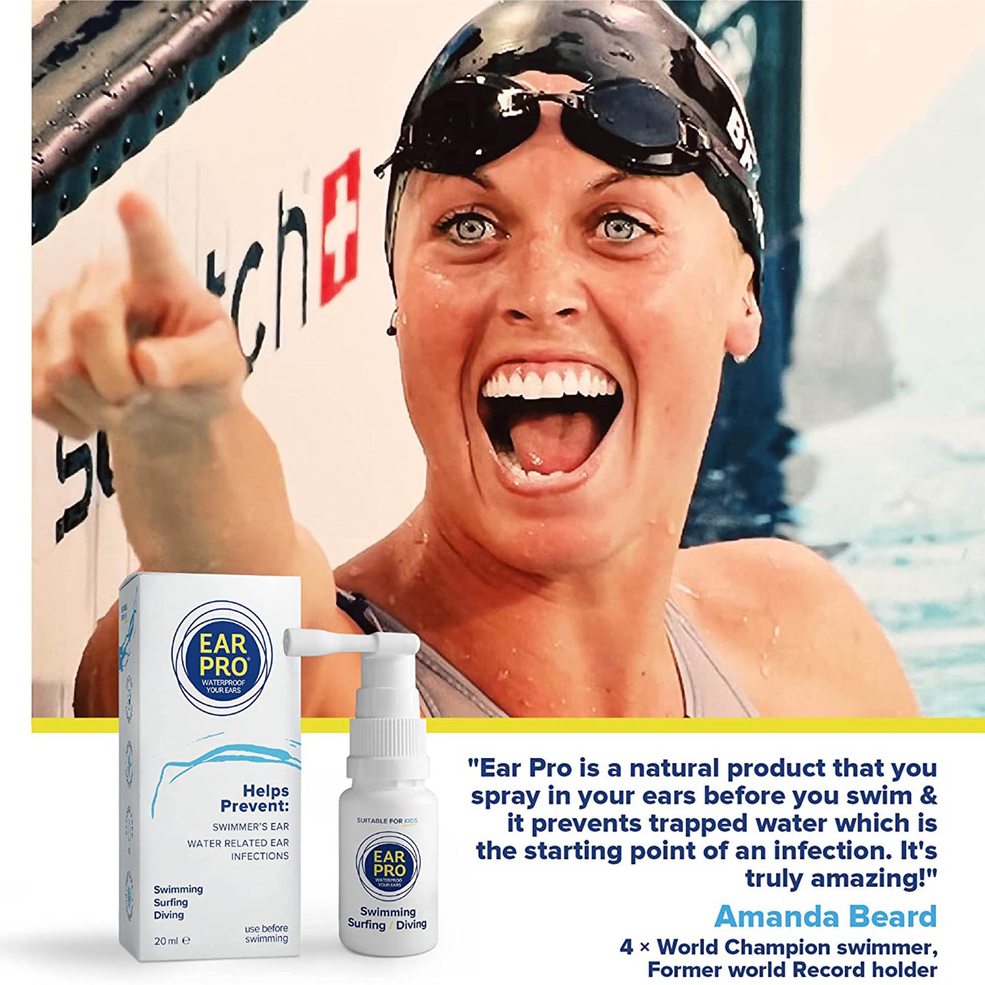 LiquidPro US 332031 - Ear Pro Water-Repellant Ear Spray - for Swimming, Diving, Surfing - 1/Each, 180/Case