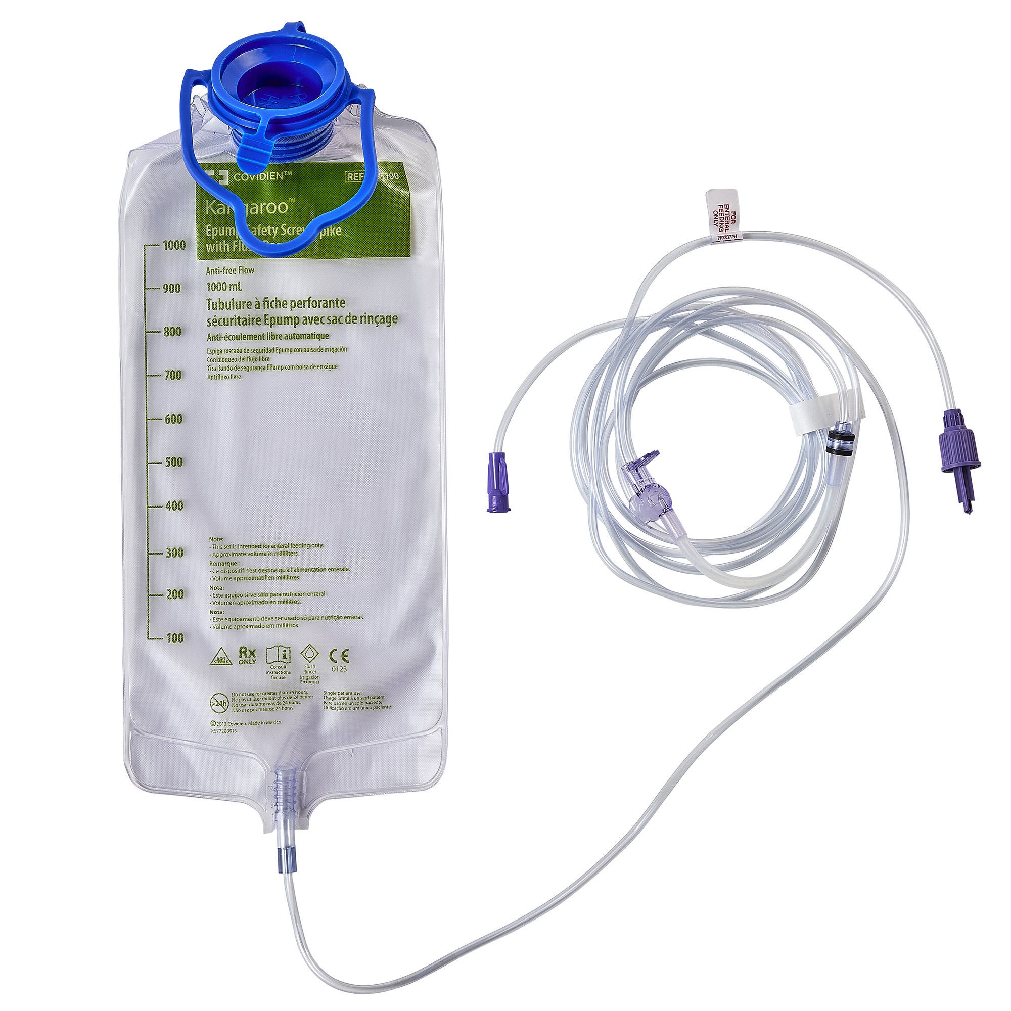 Cardinal - 775100 Enteral Feeding Pump Flush Bag Set without ENFit® Transitional Adapter Kangaroo™ ePump™ 1000 mL PVC NonSterile