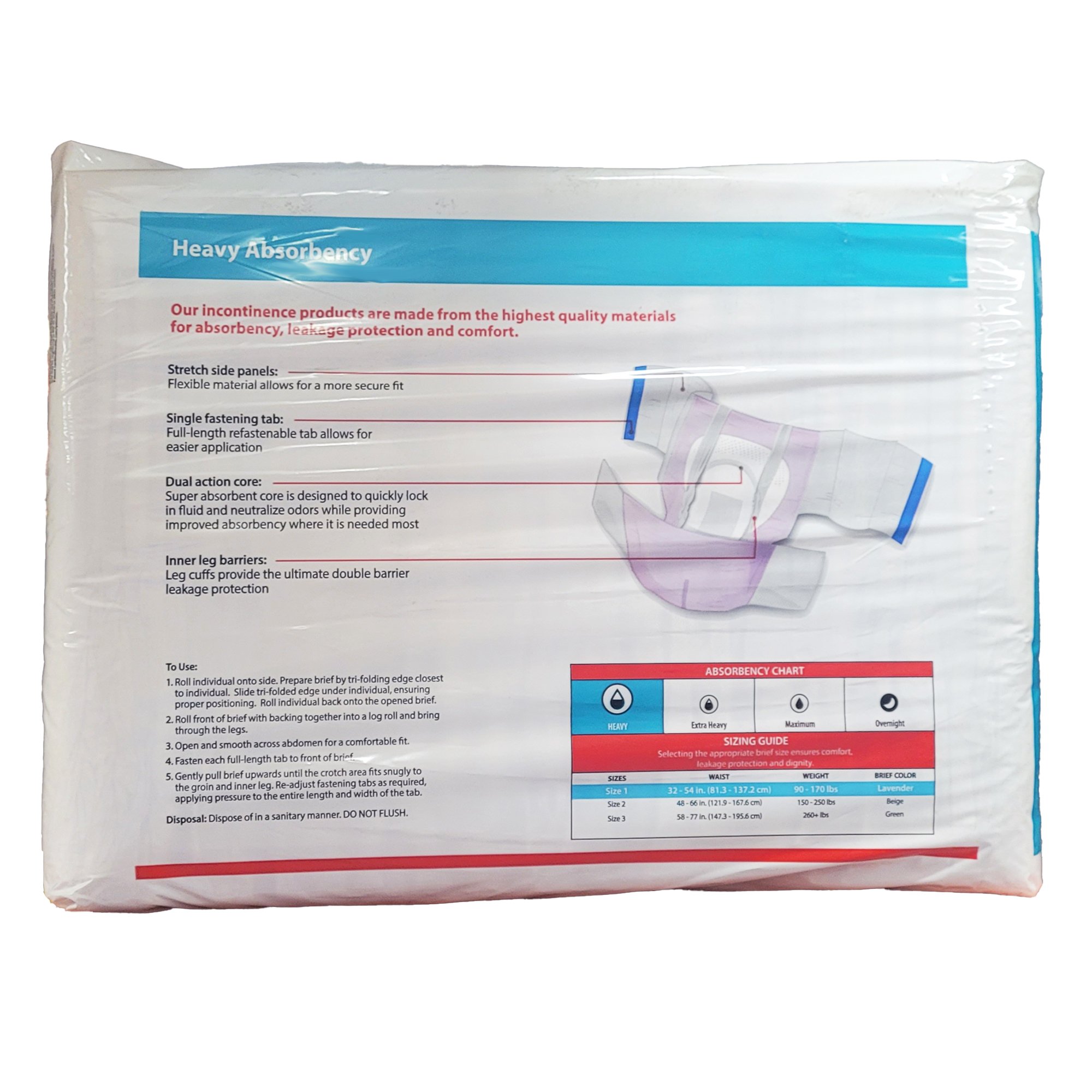 Cardinal 66063S - Wings™ Plus Quilted Stretch Heavy Absorbency Incontinence Briefs, Size 1 - 24/Bag, 96/Case