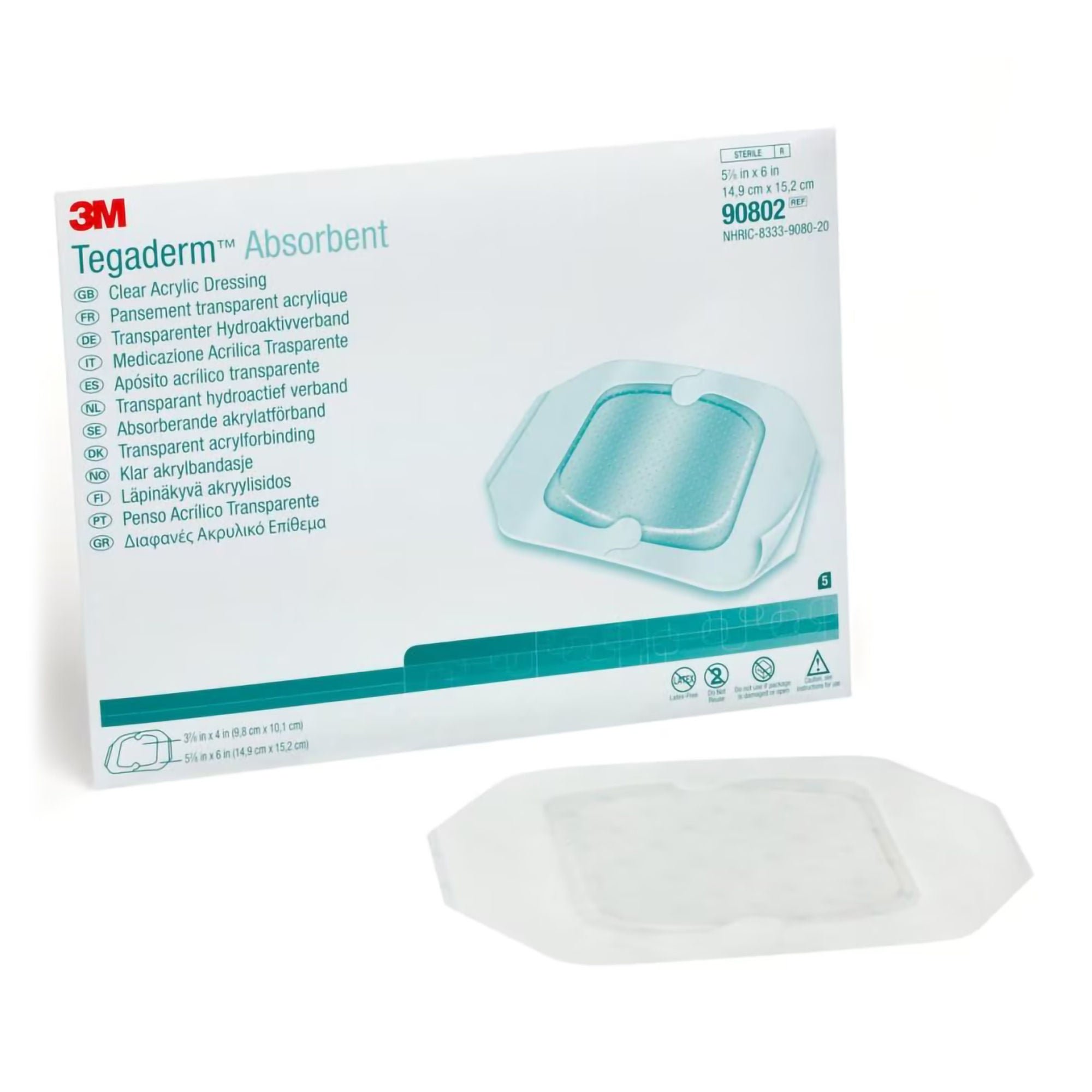 Solventum Corporation - 90802 3M™ Tegaderm™ Absorbent Acrylic Transparent Film Dressing