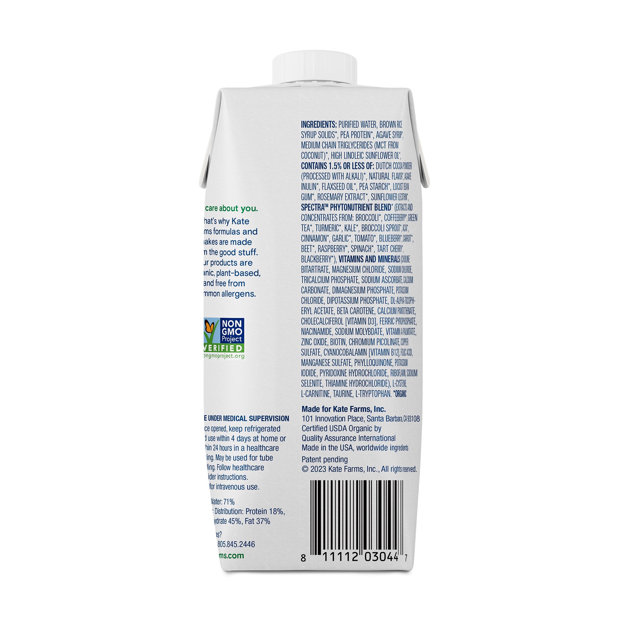 Kate Farms 811112030454 - Kate Farms® Standard 1.4 Chocolate Sole-Source Nutrition Formula, 11-oz. carton - 1/Each, 12/Case