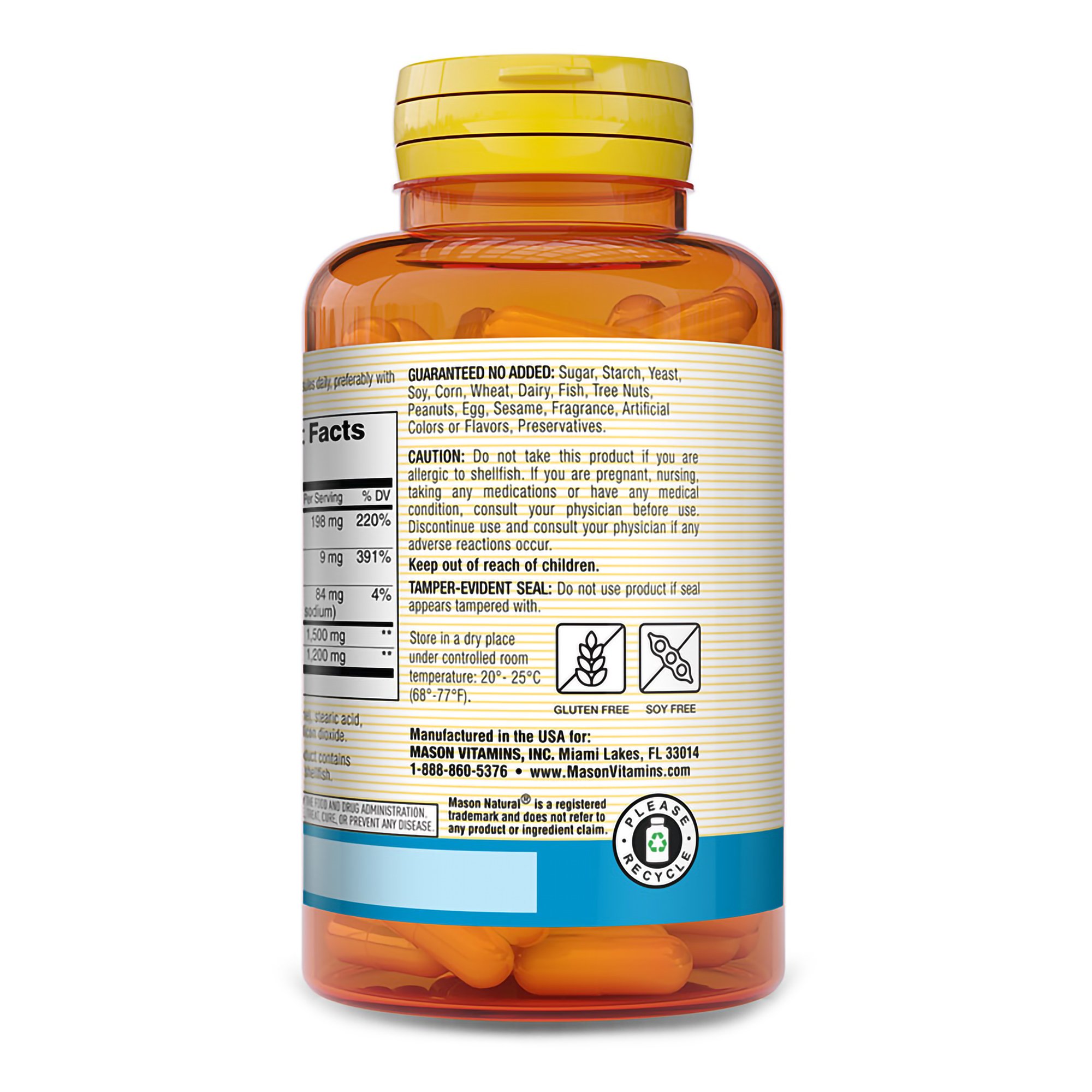 Mason Vitamins 31184513037 - Mason Natural® Glucosamine Chondroitin 1500/1200 Capsules - 1/Bottle
