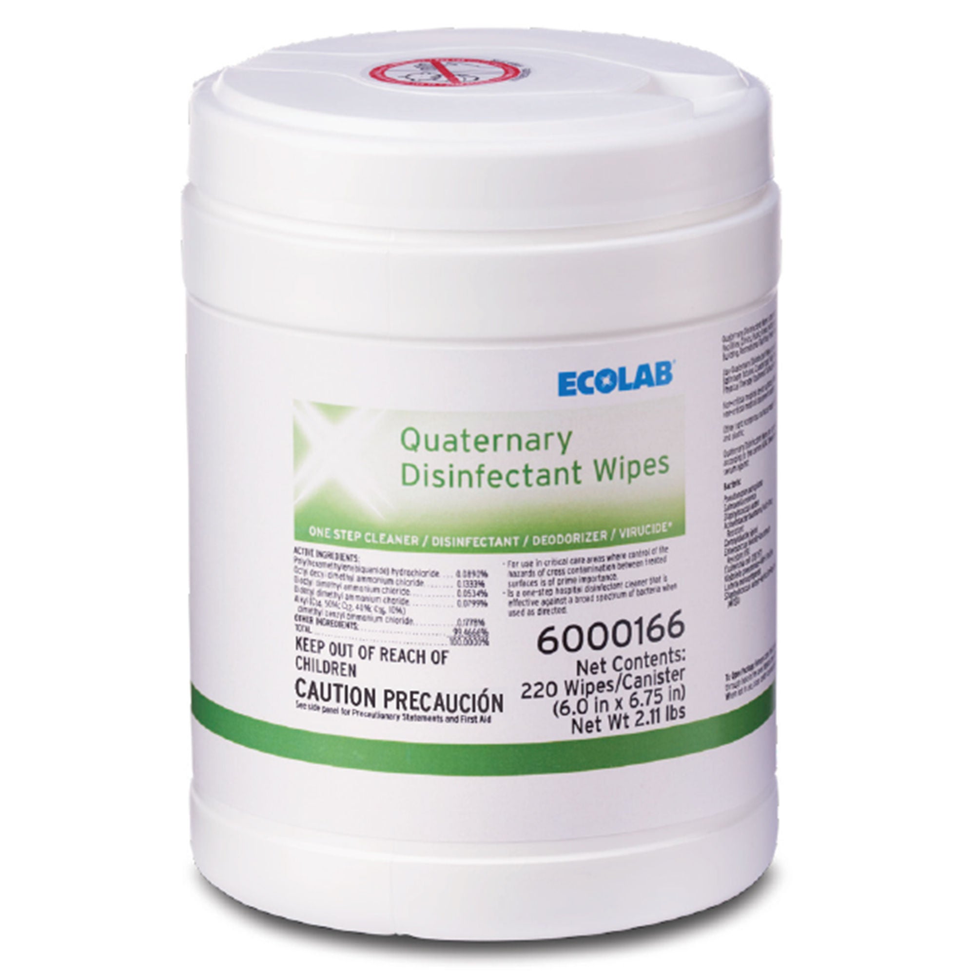 Ecolab - 6000166 Surface Disinfectant Cleaner Ecolab® Premoistened Quaternary Based Manual Pull Wipe 220 Count Canister Scented NonSterile