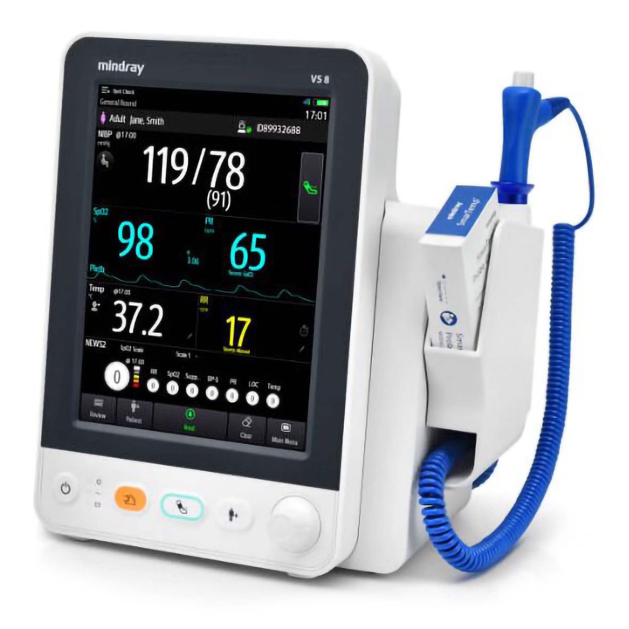 Mindray USA - 121-002157-00 Vital Signs Monitor Mindray VS8 Monitoring / Spot check NIBP, Pulse Rate Battery Operated