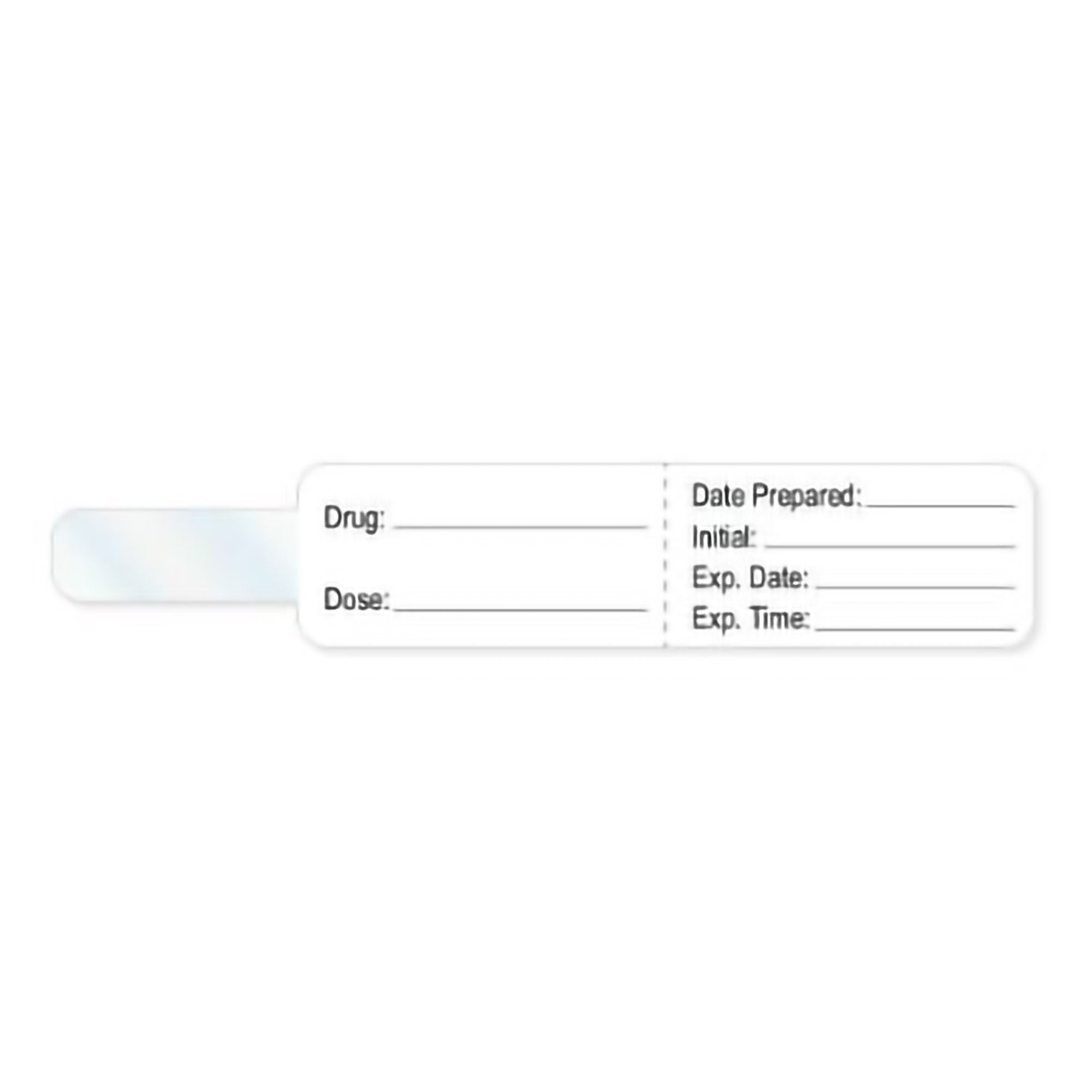 PDC Healthcare - SYRFLG-B01 Pre-Printed Label PDC® Anesthesia Label White Drug_ Date_Int_Exp Date_Exp TIme_ Black Syringe Label 3/4 X 4 Inch