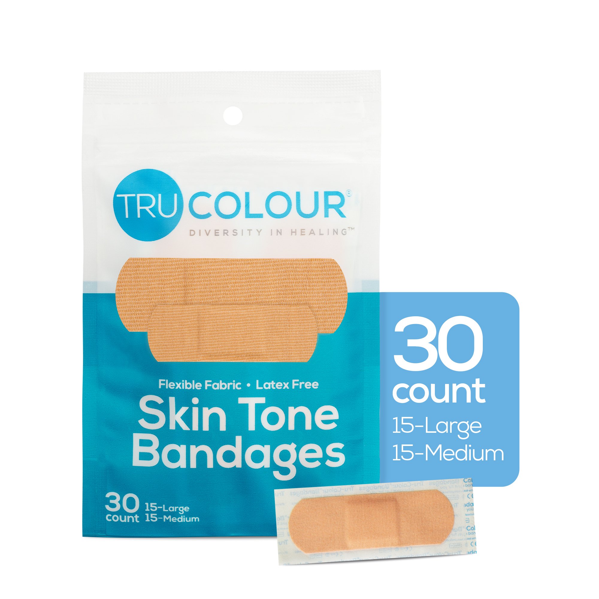 Tru-Colour Products LLC TCB-161 - Tru-Colour Skin Tone Adhesive Bandages for Fair Skin Tone Shades - 30/Pack, 1500/Case