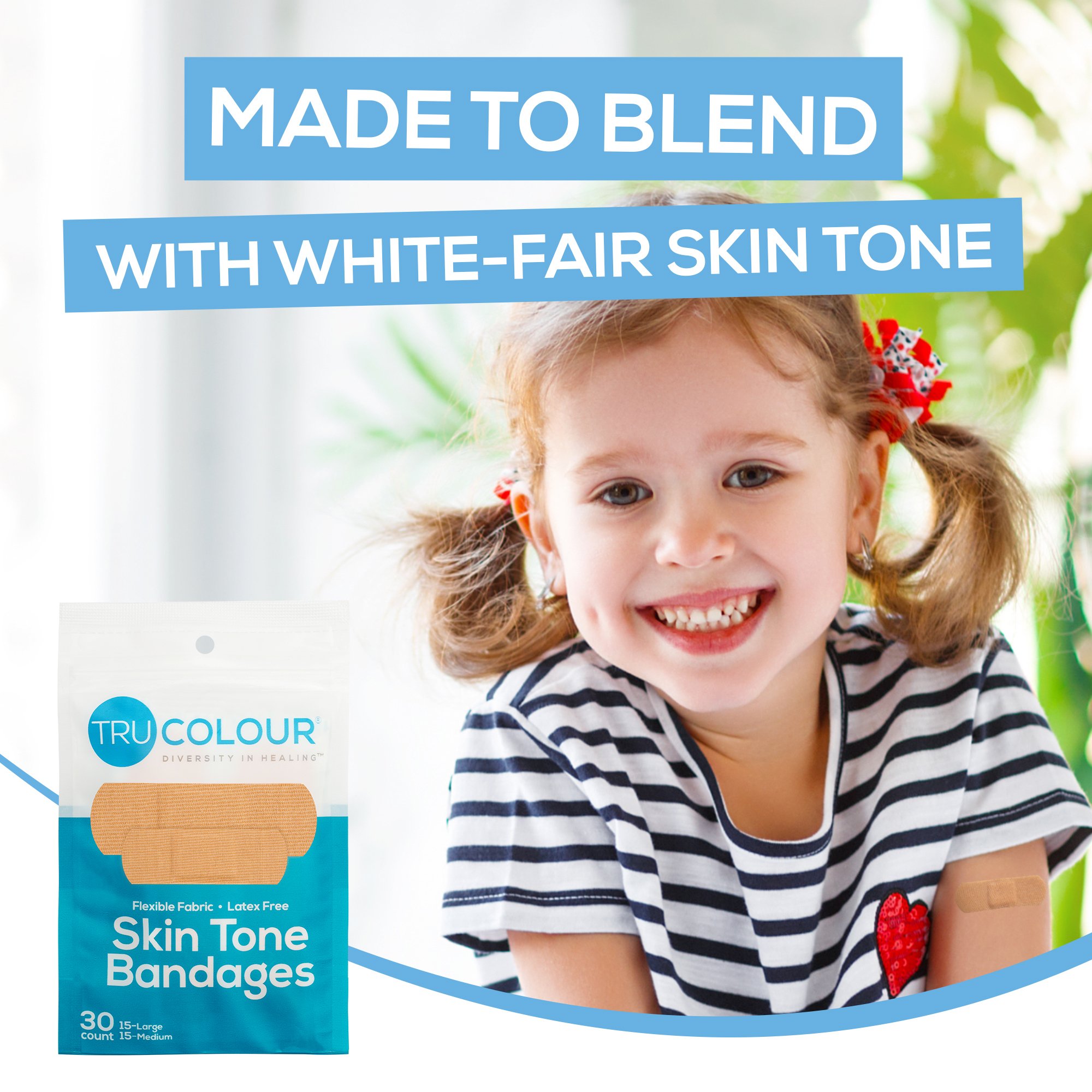 Tru-Colour Products LLC TCB-161 - Tru-Colour Skin Tone Adhesive Bandages for Fair Skin Tone Shades - 30/Pack, 1500/Case