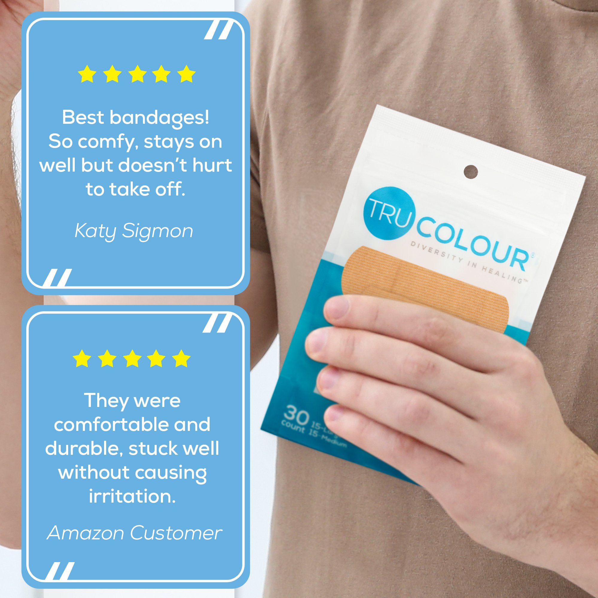 Tru-Colour Products LLC TCB-161 - Tru-Colour Skin Tone Adhesive Bandages for Fair Skin Tone Shades - 30/Pack, 1500/Case