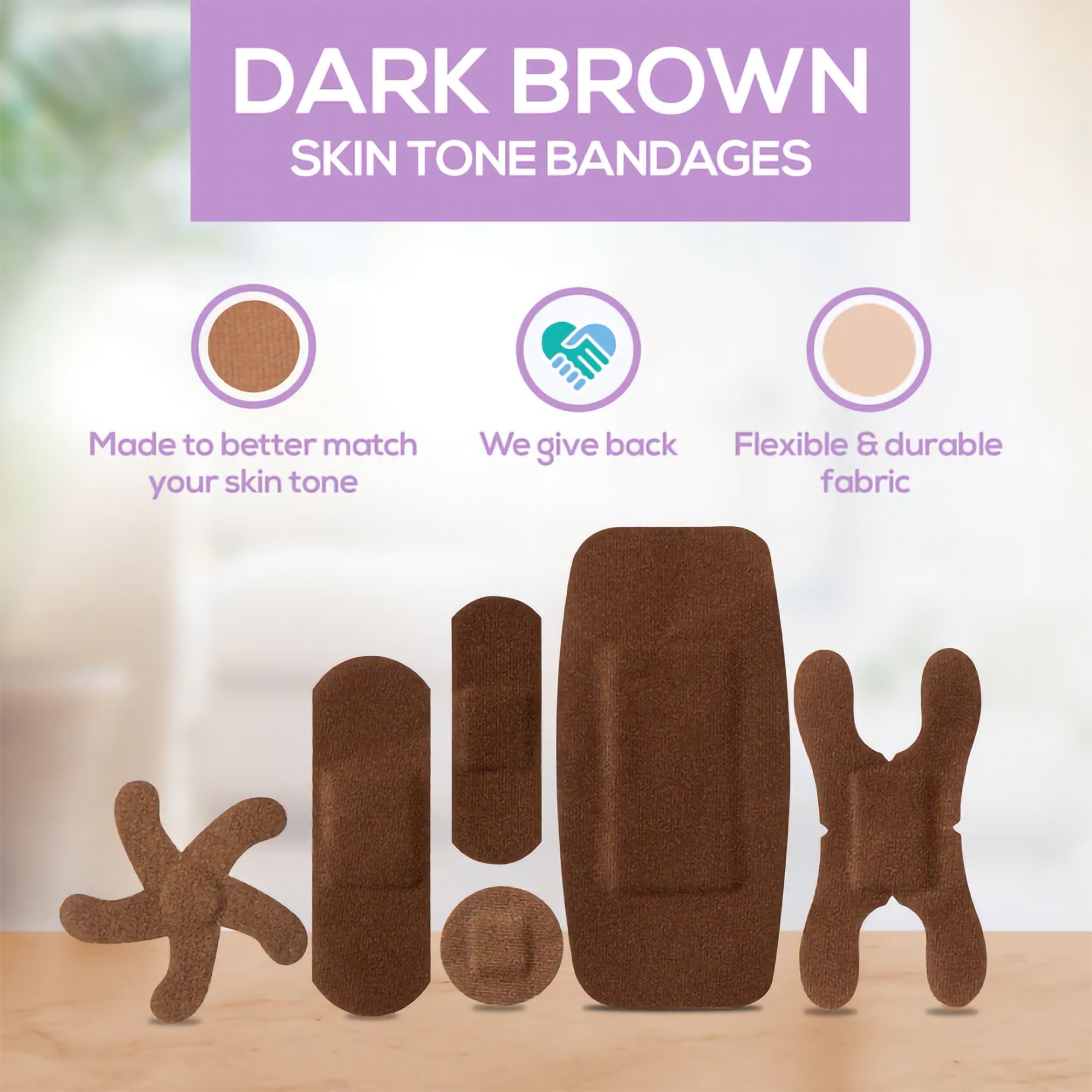 Tru-Colour Products LLC TCB-PASD - TruColour® Dark Brown Adhesive Strips, Assorted Shapes and Sizes - 30/Pack, 1500/Case