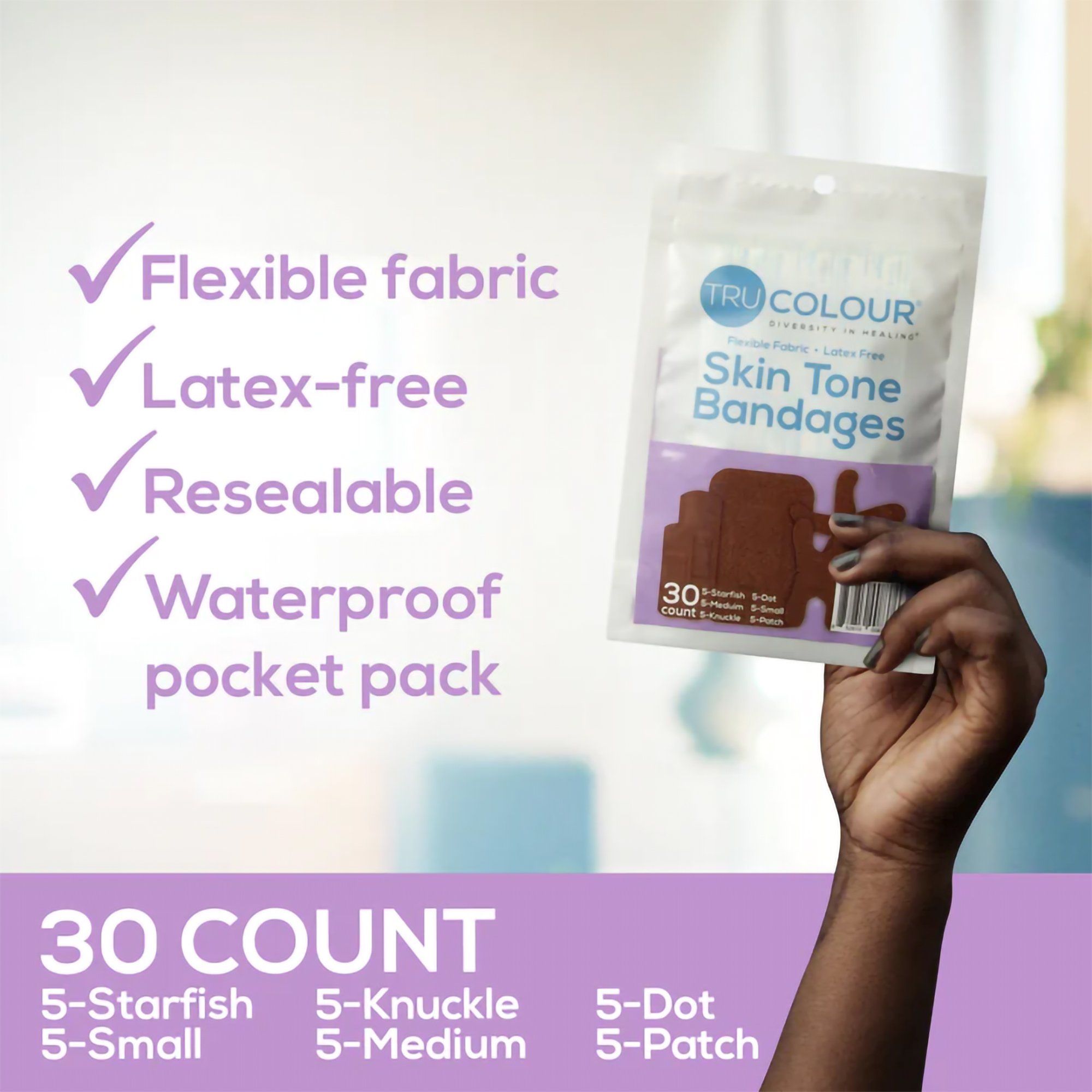 Tru-Colour Products LLC TCB-PASD - TruColour® Dark Brown Adhesive Strips, Assorted Shapes and Sizes - 30/Pack, 1500/Case