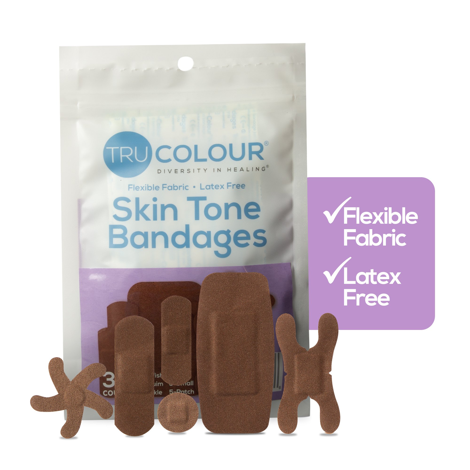 Tru-Colour Products LLC TCB-PASD - TruColour® Dark Brown Adhesive Strips, Assorted Shapes and Sizes - 30/Pack, 1500/Case
