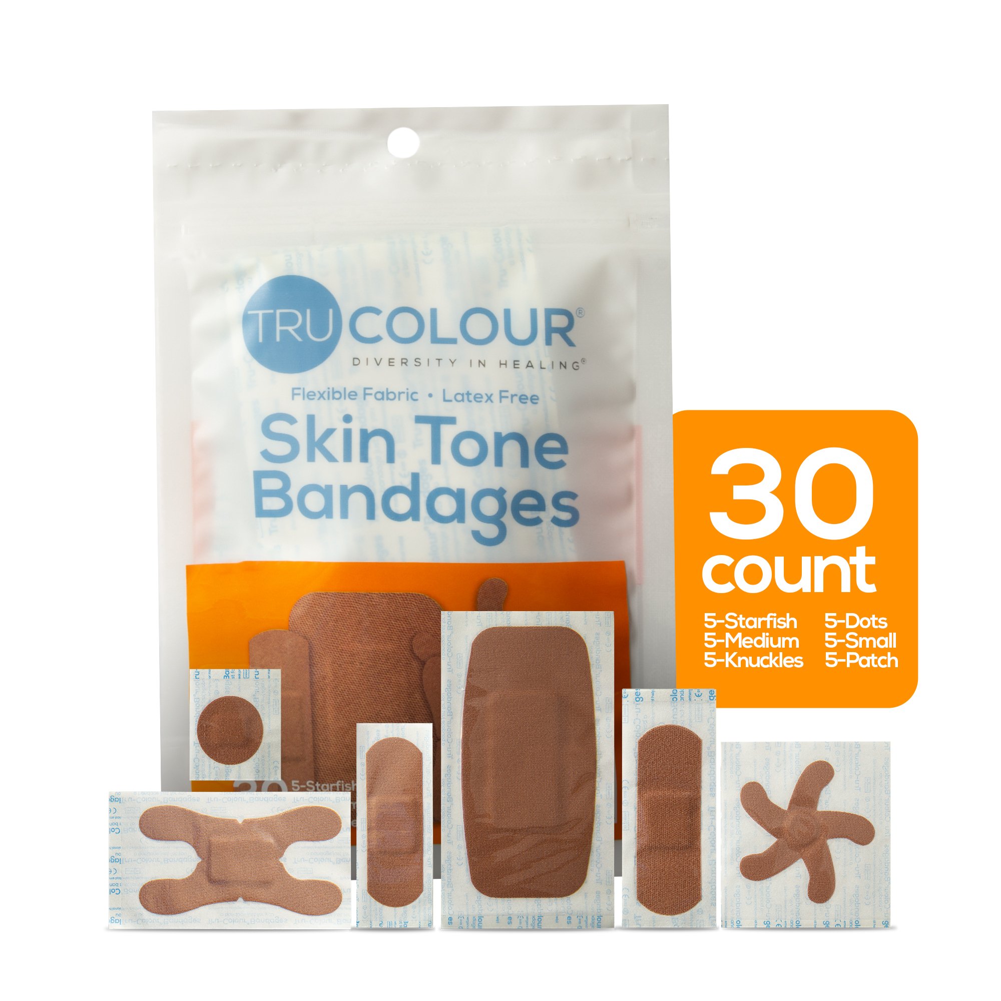 Tru-Colour Products LLC TCB-NASD - TruColour® Brown Adhesive Strips, Assorted Shapes and Sizes - 30/Pack, 1500/Case