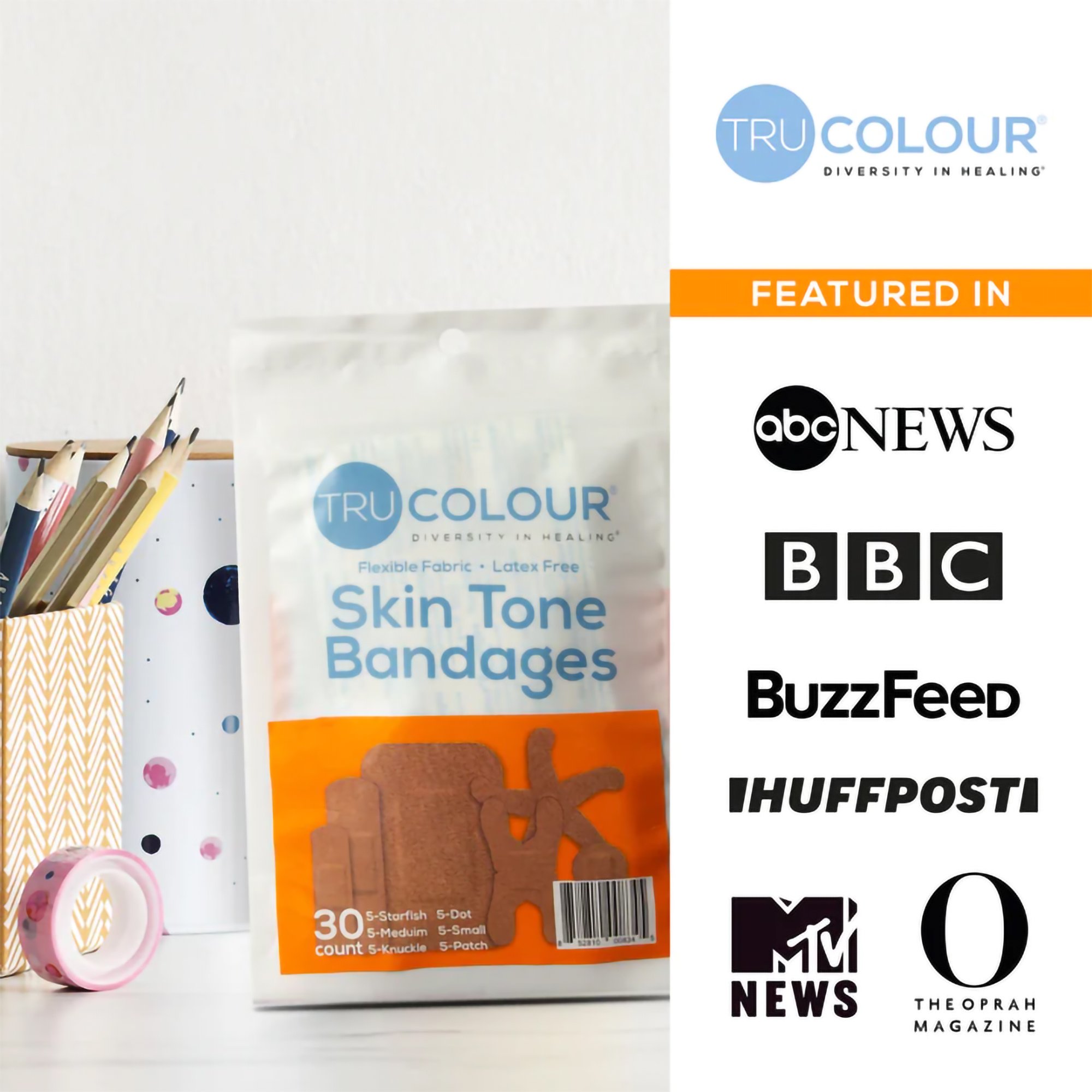 Tru-Colour Products LLC TCB-NASD - TruColour® Brown Adhesive Strips, Assorted Shapes and Sizes - 30/Pack, 1500/Case